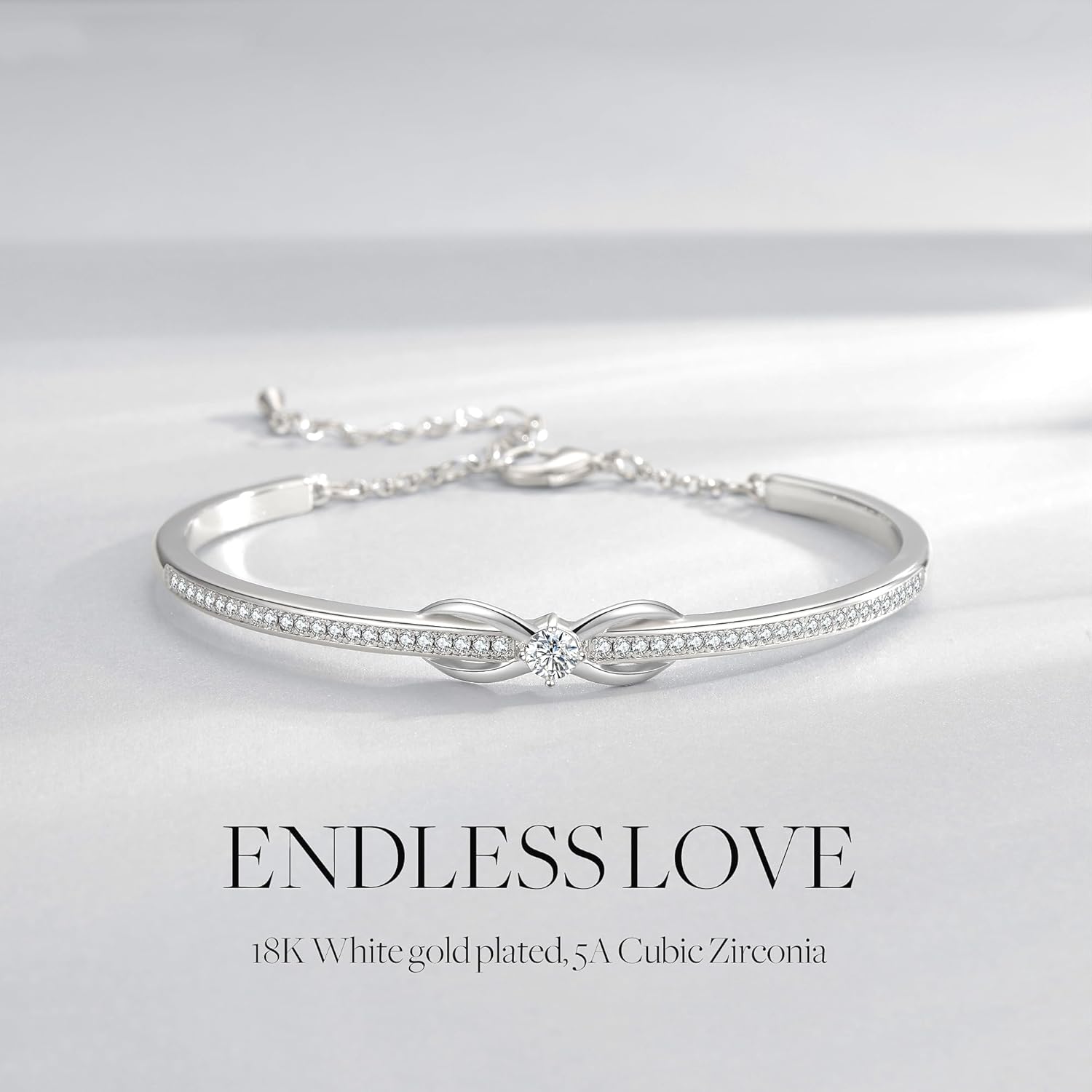 Detalle de Praelinos Bracelet Femme Infini – Plaqué or blanc 18K et or rose, élegant symbole d’éternité