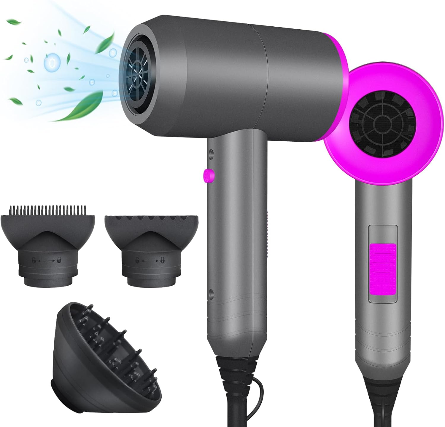 Detalle 2 de Jooayou 2000W Professional Hair Dryer with Negative Ions, Diffuser and 2 Speed Settings