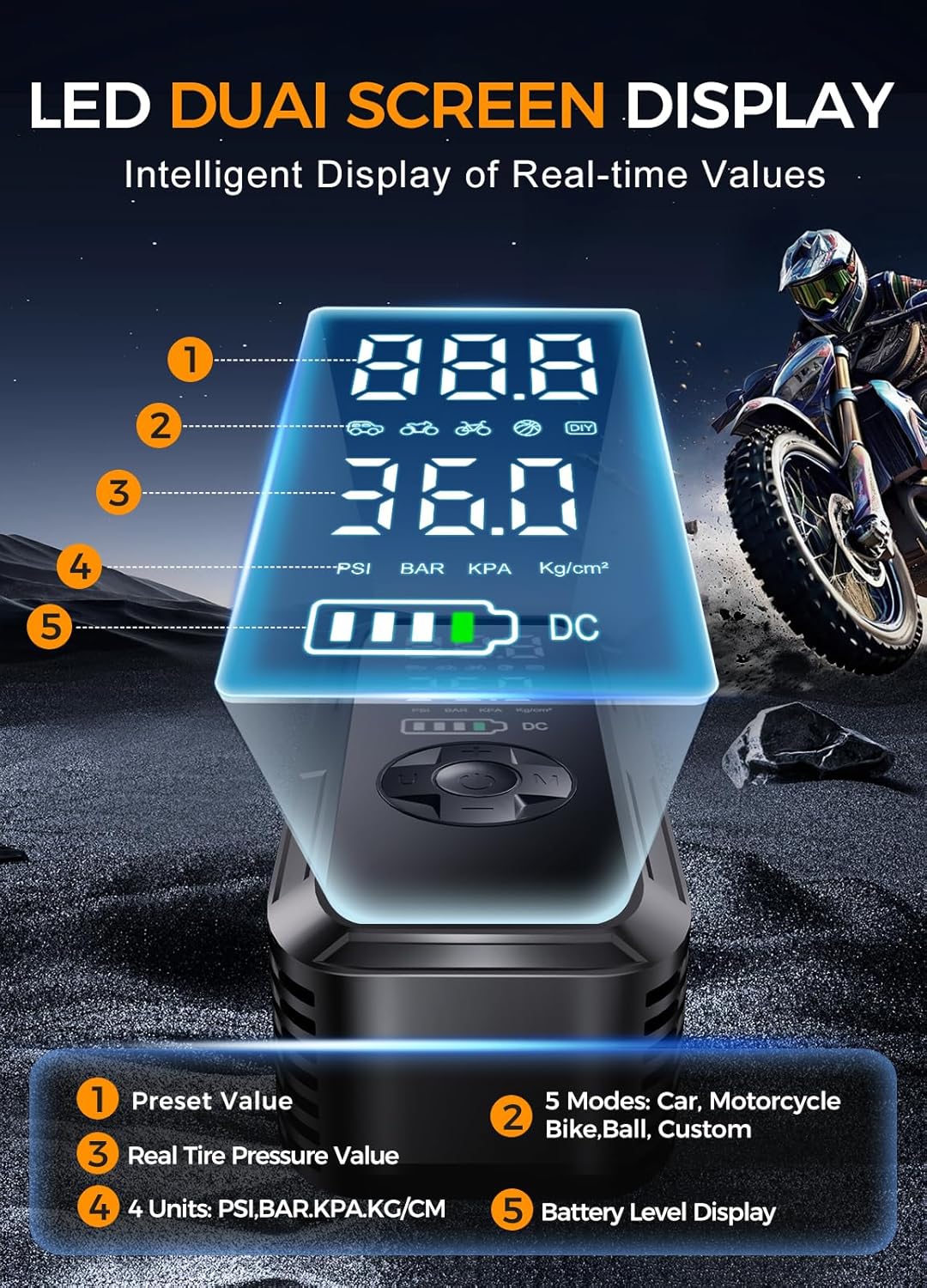 Thumbnail 6 de Y51 Tire Inflator 150 PSI cordless air pump