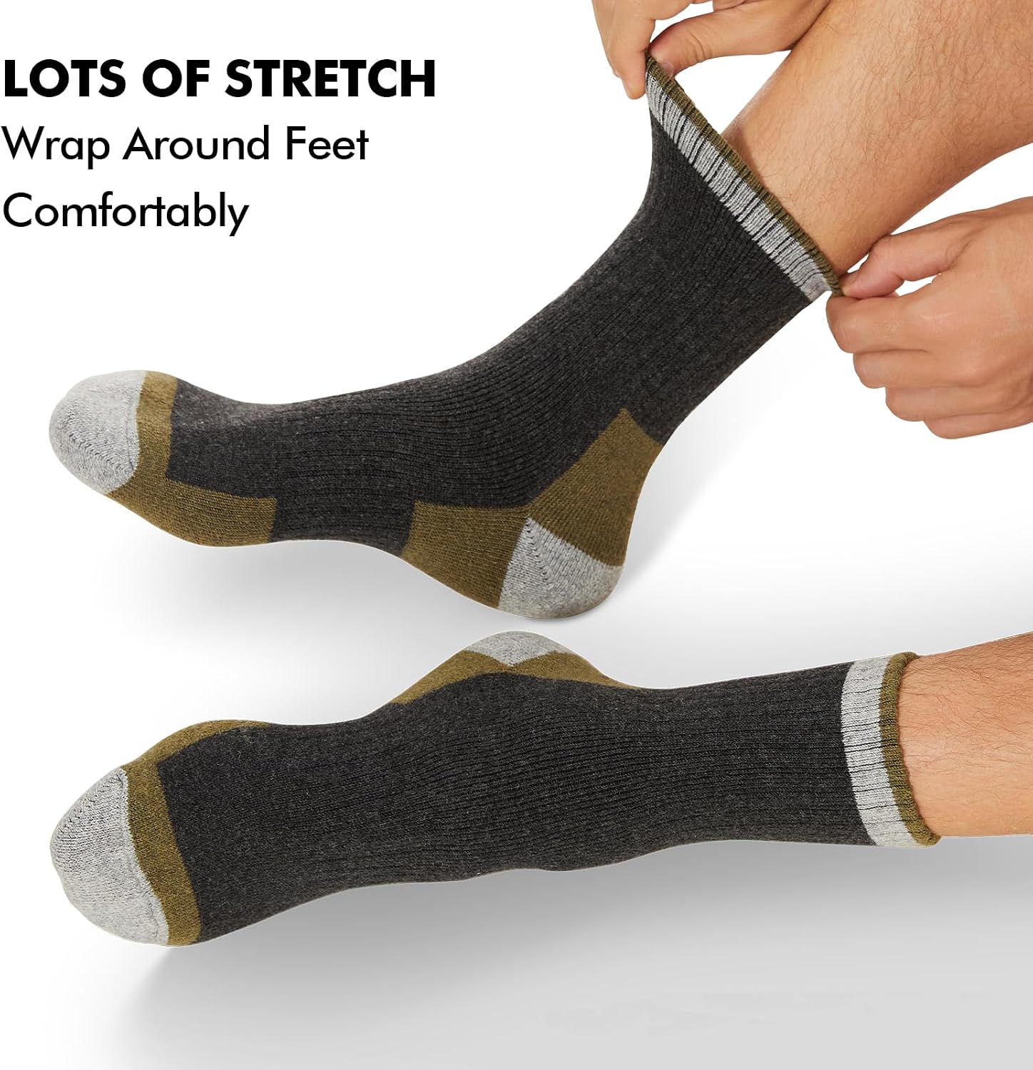 Detalle de YUVFEHY Merino Wool Socks for Men, 5 Pairs, Extra-Thick Winter Crew