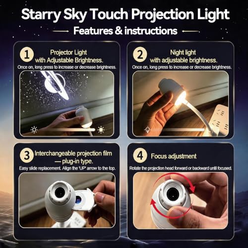 Detalle de XIHUAN Proyector de galaxia 2 en 1 con 12 discos y cuello flexible