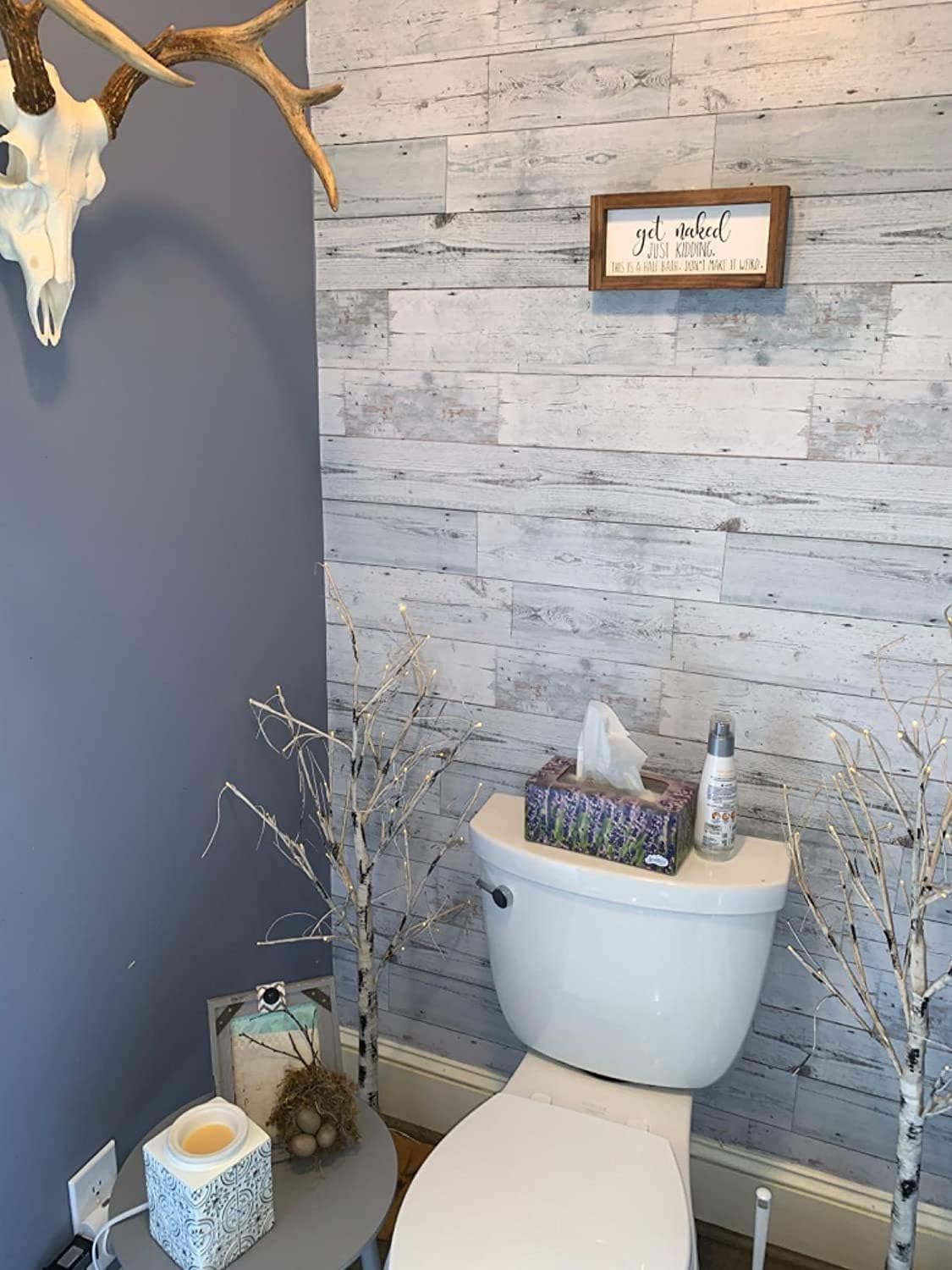 Detalle 2 de APPIOK Peel-and-Stick Wallpaper, Light Grey and White Distressed Wood Plank