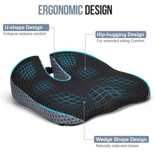 Thumbnail 2 de Ajiteogy cojín de asiento para coche con espuma viscoelástica, elevador ergonómico y correas antideslizantes