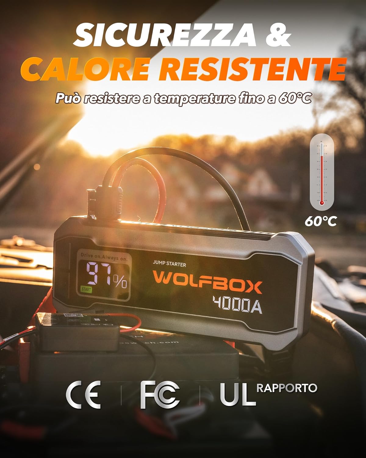 Thumbnail 6 de WOLFBOX Booster Avviamento Auto 4000A: Avviatore Batteria portatile 88.8Wh con USB-C 65W, LED e protezioni IP64
