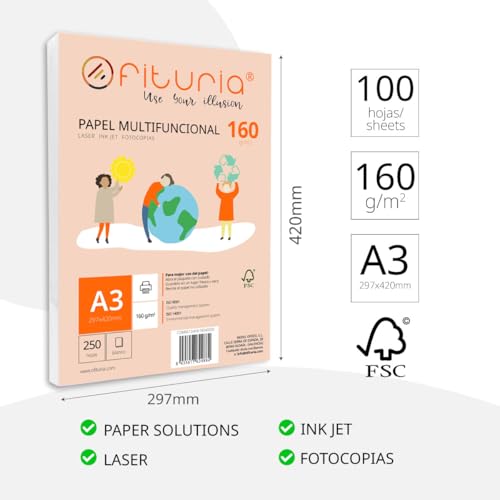 Thumbnail 1 de Ofituria Paquete folios A3 160 g — 100 hojas 📄