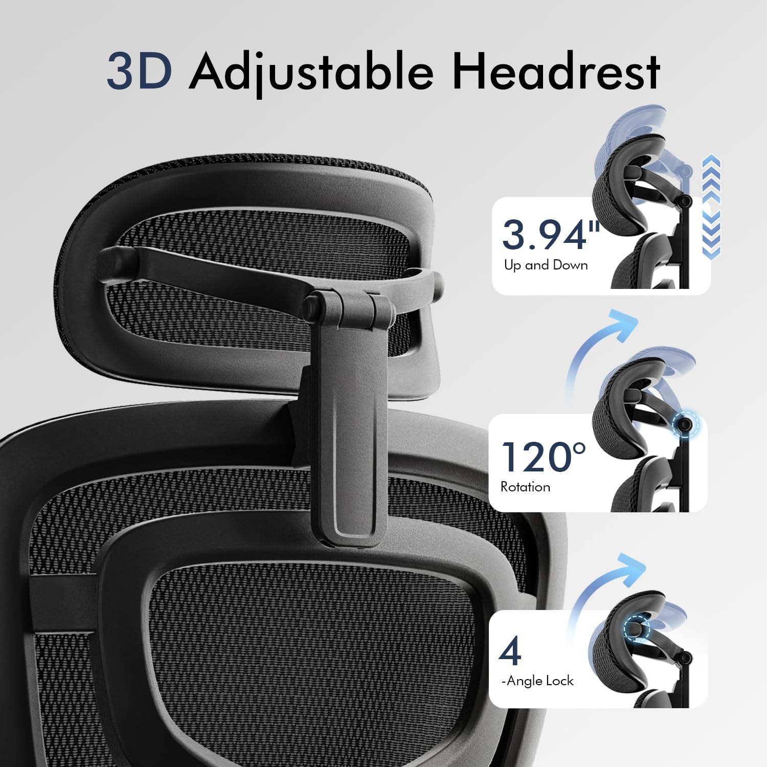 Detalle 2 de marrap WW805 Ergonomic Mesh Office Chair with Tilt, Footrest and Flip-Up Arms