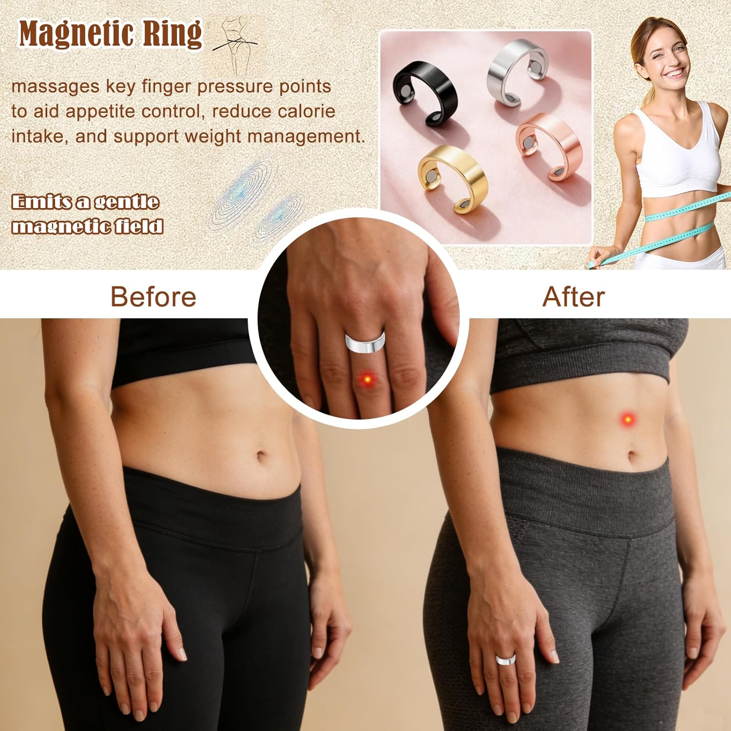 Thumbnail 4 de Zecimi Magnetring Silber 2026 – Verstellbarer Anti-Stress Ring mit 2 Magneten