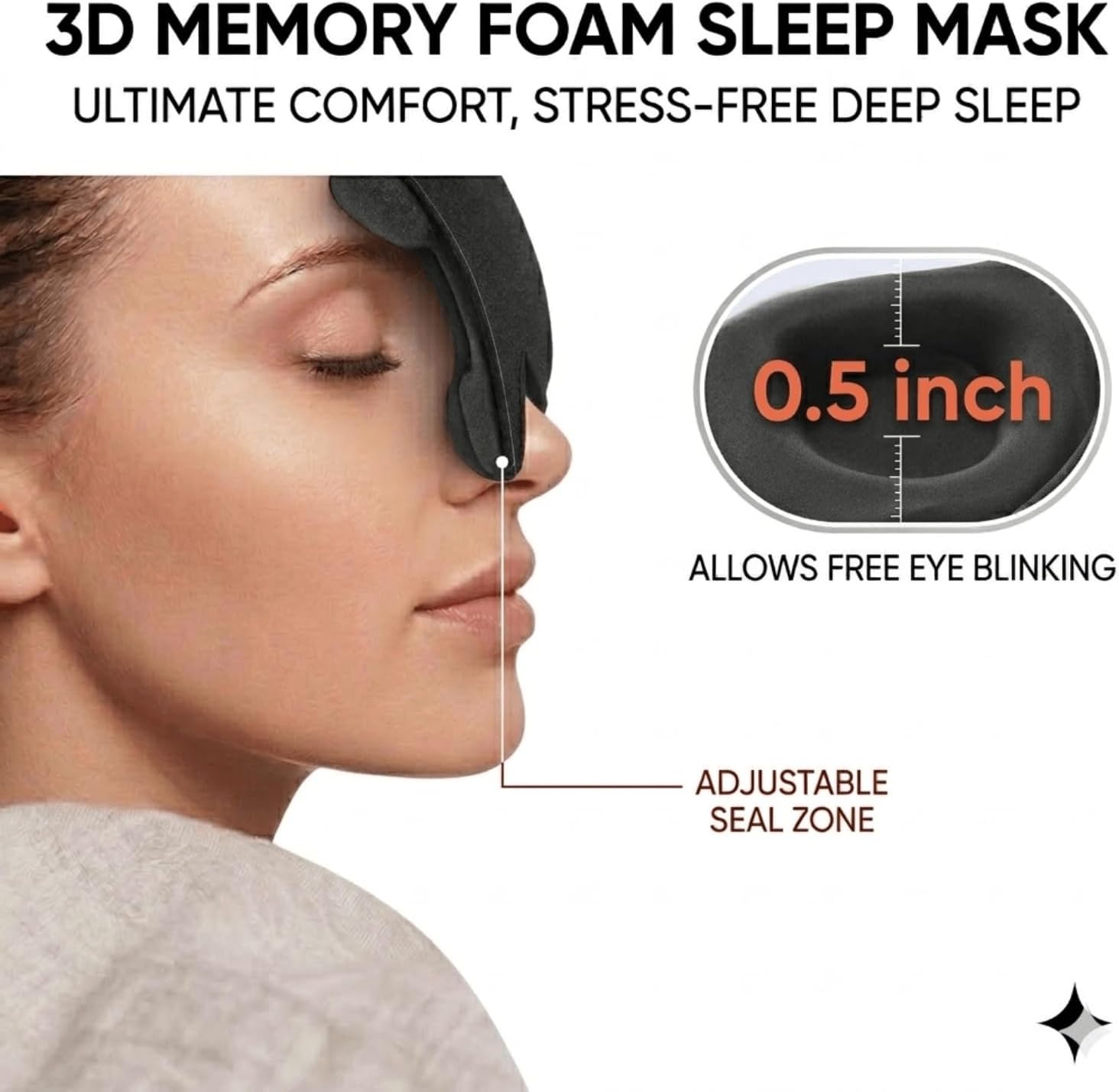 Detalle de CHEFRA 3D Eye Mask-Black Sleep Mask with Memory Foam and Adjustable Strap