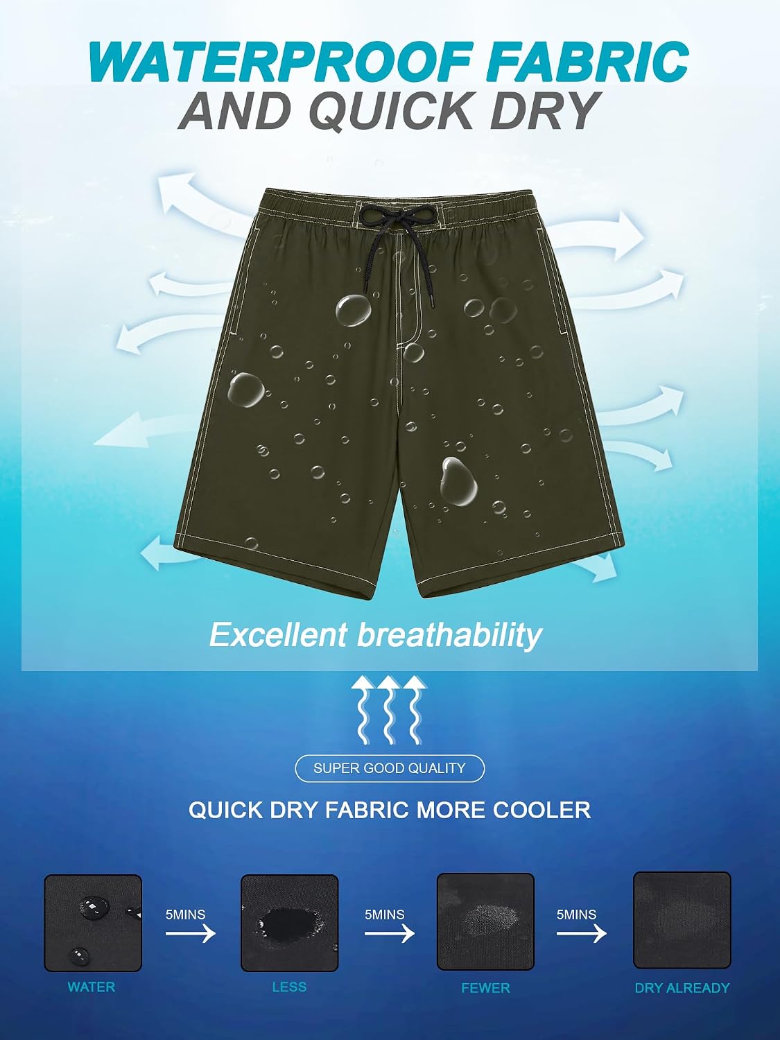 Detalle 2 de SILKWORLD Men's Swim Trunks, 9-Inch
