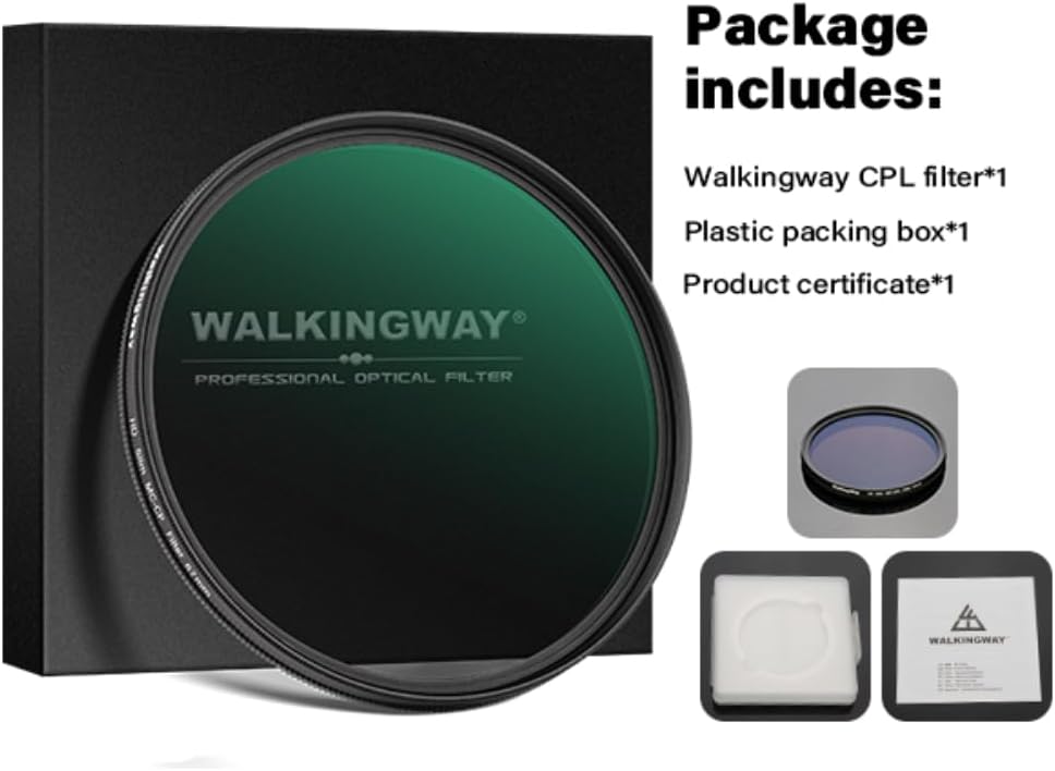 Thumbnail 6 de Walking Way 49mm MC CPL Circular Polarising Filter – Ultra Slim, Multi-Coated Professional Lens Filter