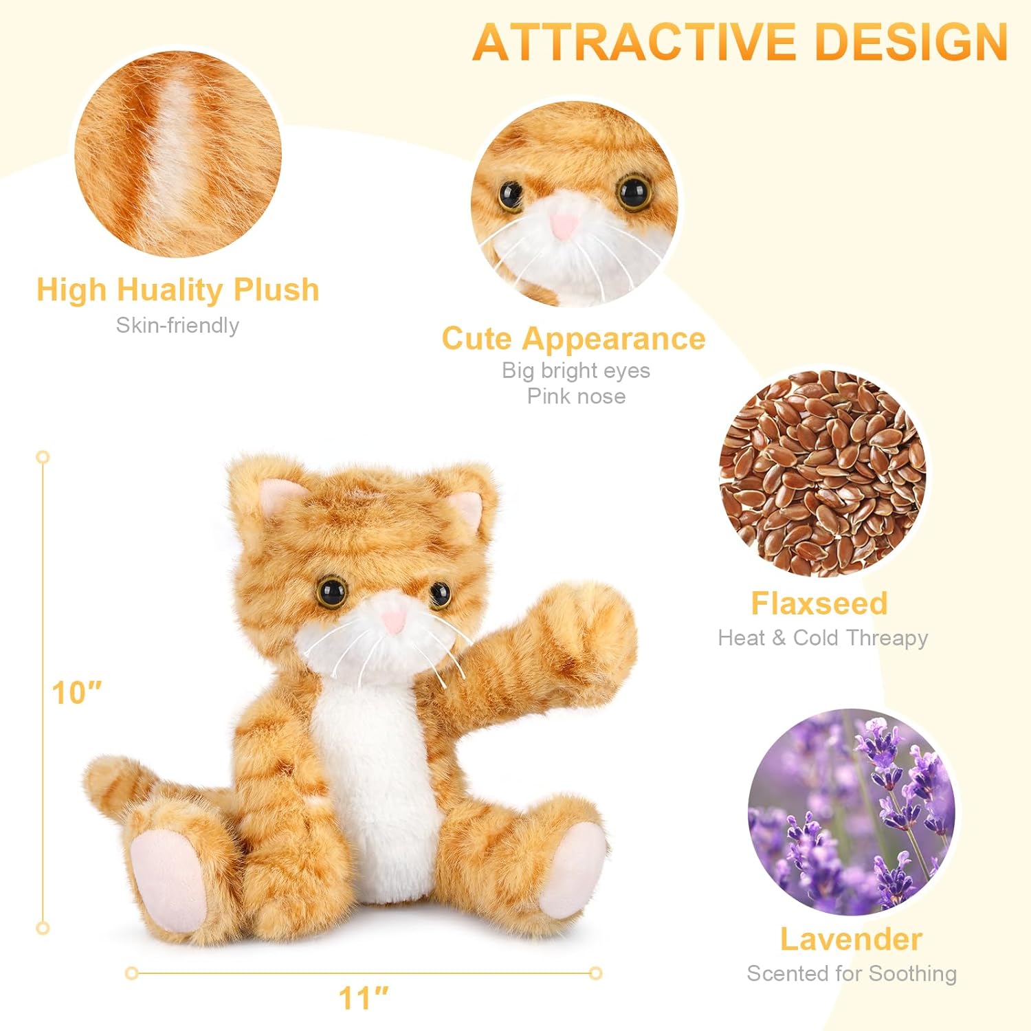Detalle 2 de SuzziPals Heatable & Coolable Orange Cat Plush 1 ๐