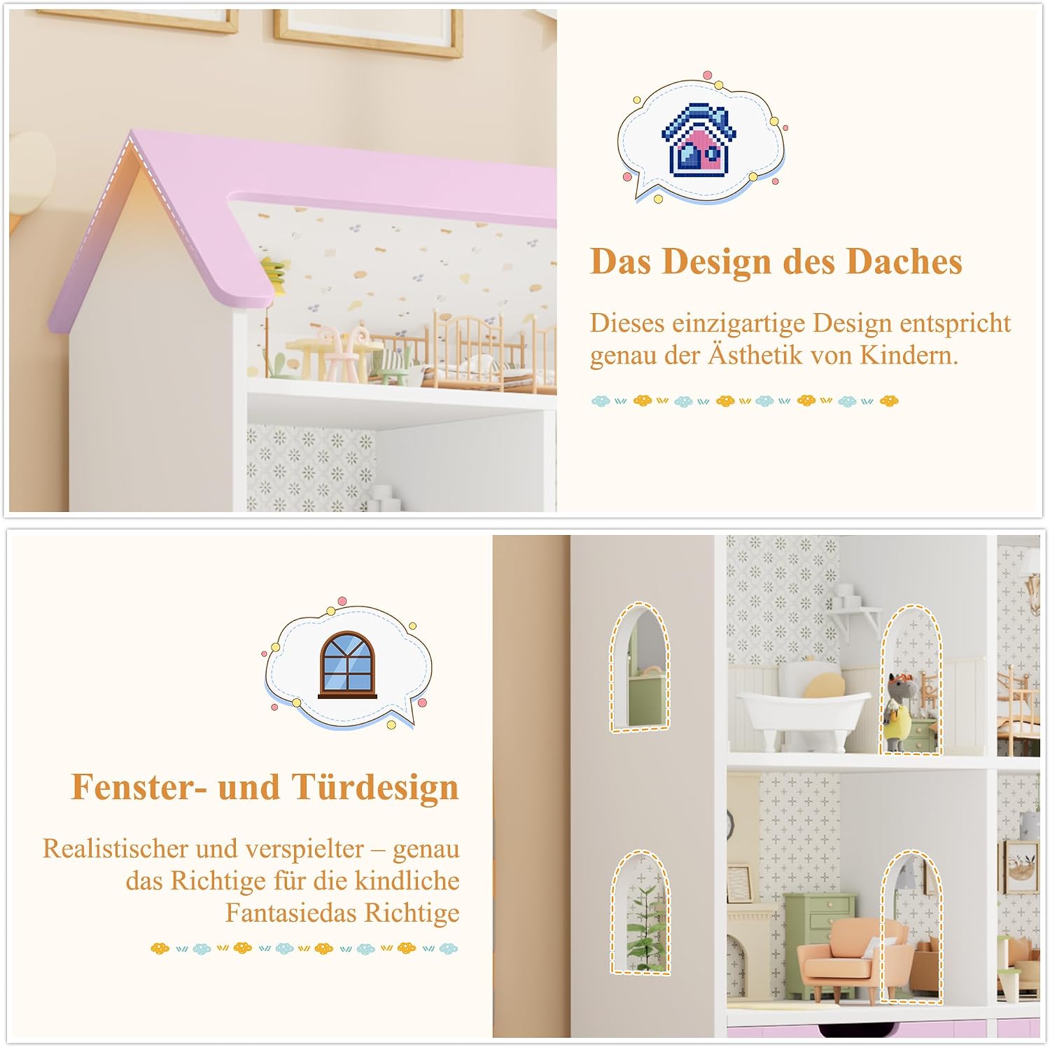 Detalle de FOREHILL M169 House-Shaped Kids’ Storage Unit, 7 Compartments, 3 Drawers