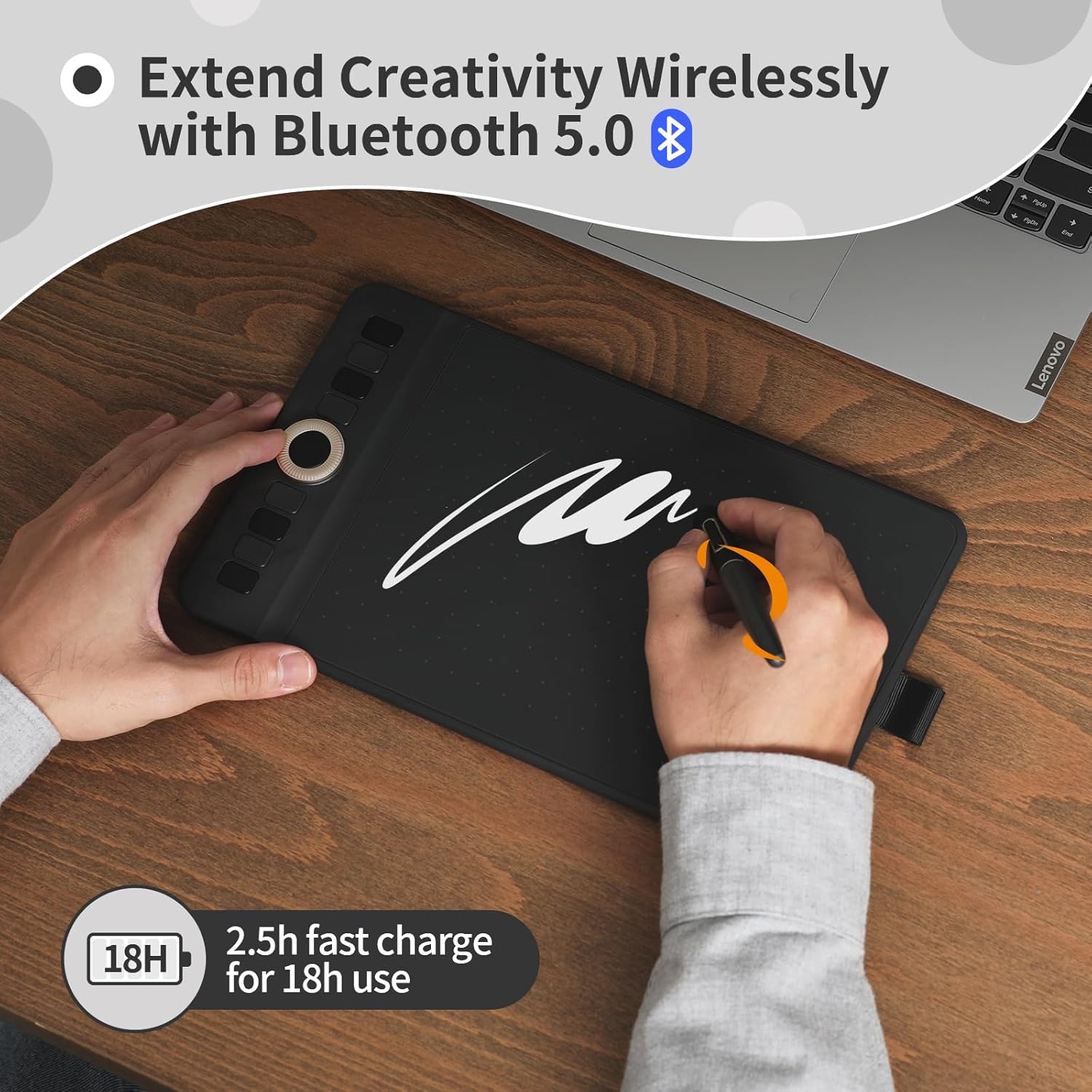 Thumbnail 1 de GAOMON WH851 Bluetooth Drawing Tablet (8 x 5 inches) – Wireless Graphic Tablet for Windows, Mac and Android