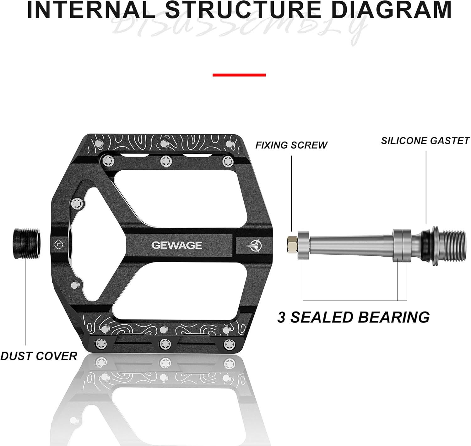 Thumbnail 2 de GEWAGE Pédales Plate MTB en alliage d’aluminium usiné CNC (axe 9/16) – set antidérapant pour VTT et gravel