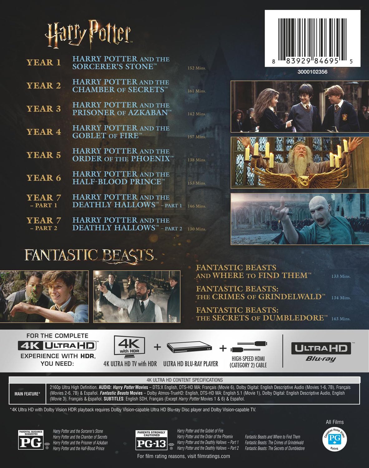 Detalle de Harry Potter and Fantastic Beasts 11-Film Collection, 4K Ultra HD