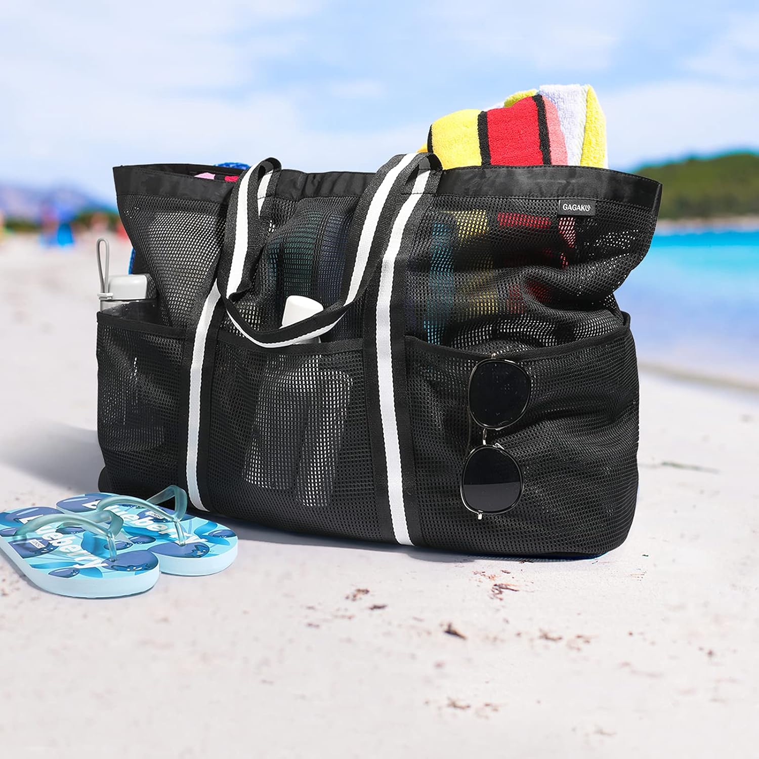 Thumbnail 3 de GAGAKU Sac de voyage extra large et sac en filet pliable – idéal plage, été et shopping