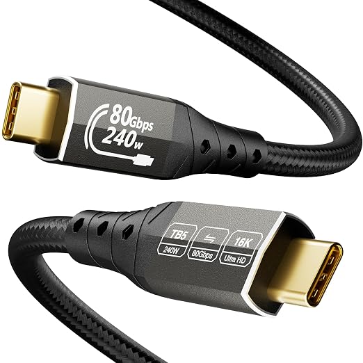 Detalle de ZIKNYDO Thunderbolt 5 USB-C Cable 2m, 80Gbps, 240W ⚡