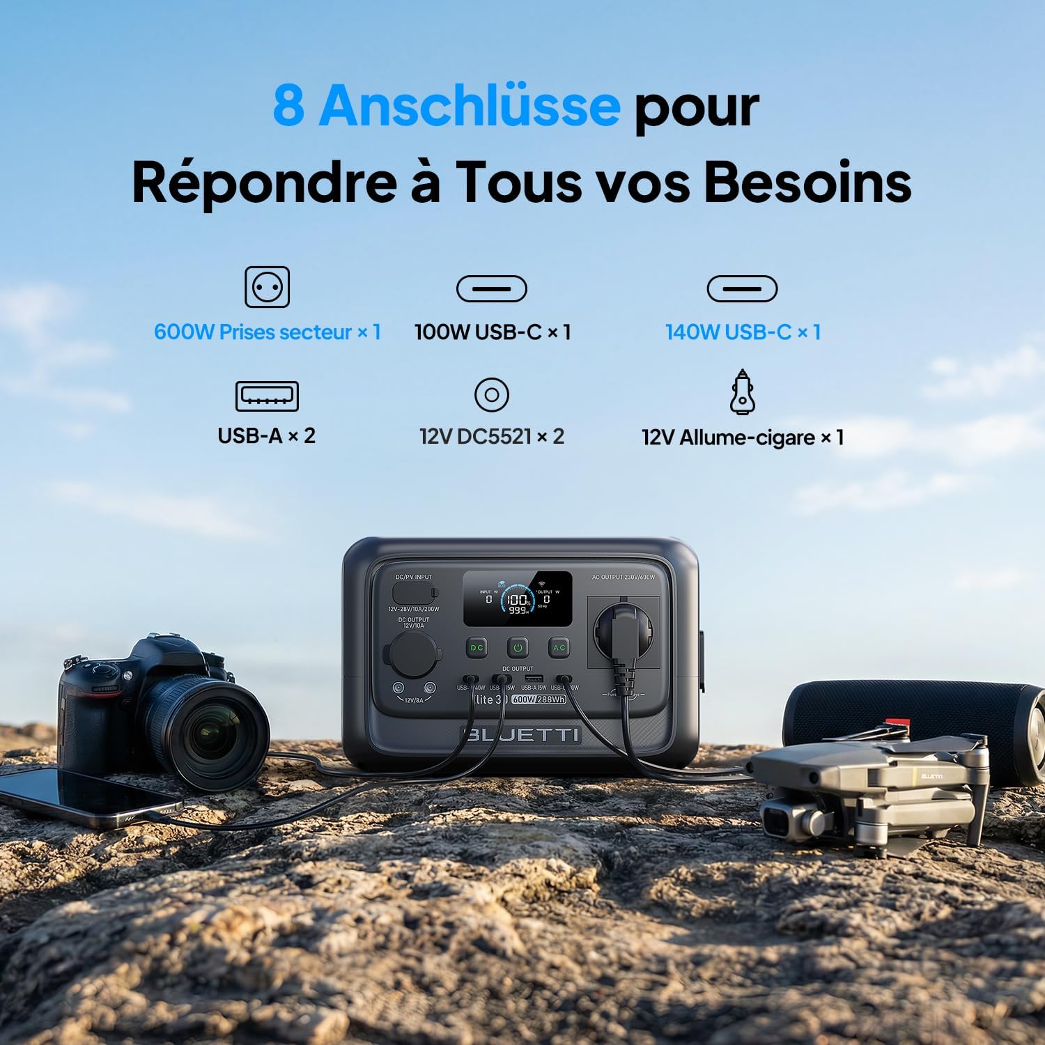 Thumbnail 5 de BLUETTI Elite 30 V2 : générateur électrique portable 288 Wh, 600 W CA et recharge rapide