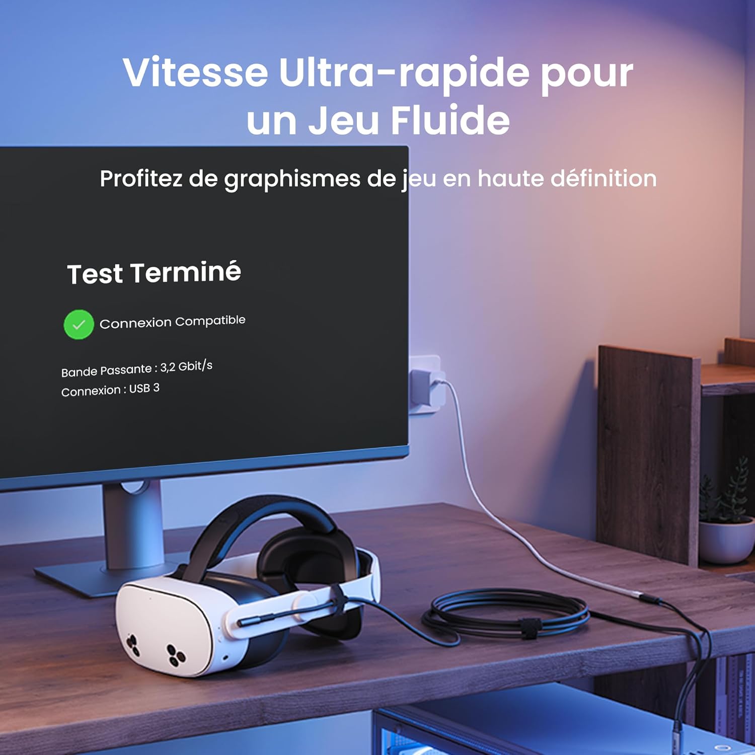 Thumbnail 3 de KIWI design Câble Link avec Chargement 5M pour Meta Quest 3/Quest 2/Pro/Pico 4 – USB 3.0 5 Gbps