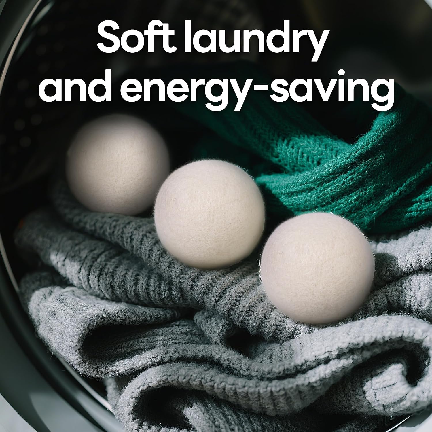 Detalle 1 de Foneso 001 XL Wool Dryer Balls, 6-Pack, Reusable New Zealand Wool