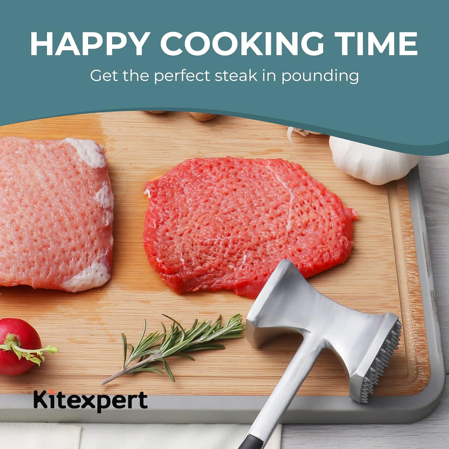 Thumbnail 6 de KITEXPERT Meat Tenderizer Hammer with Comfortable-Grip Handle (Dual-Side Mallet)