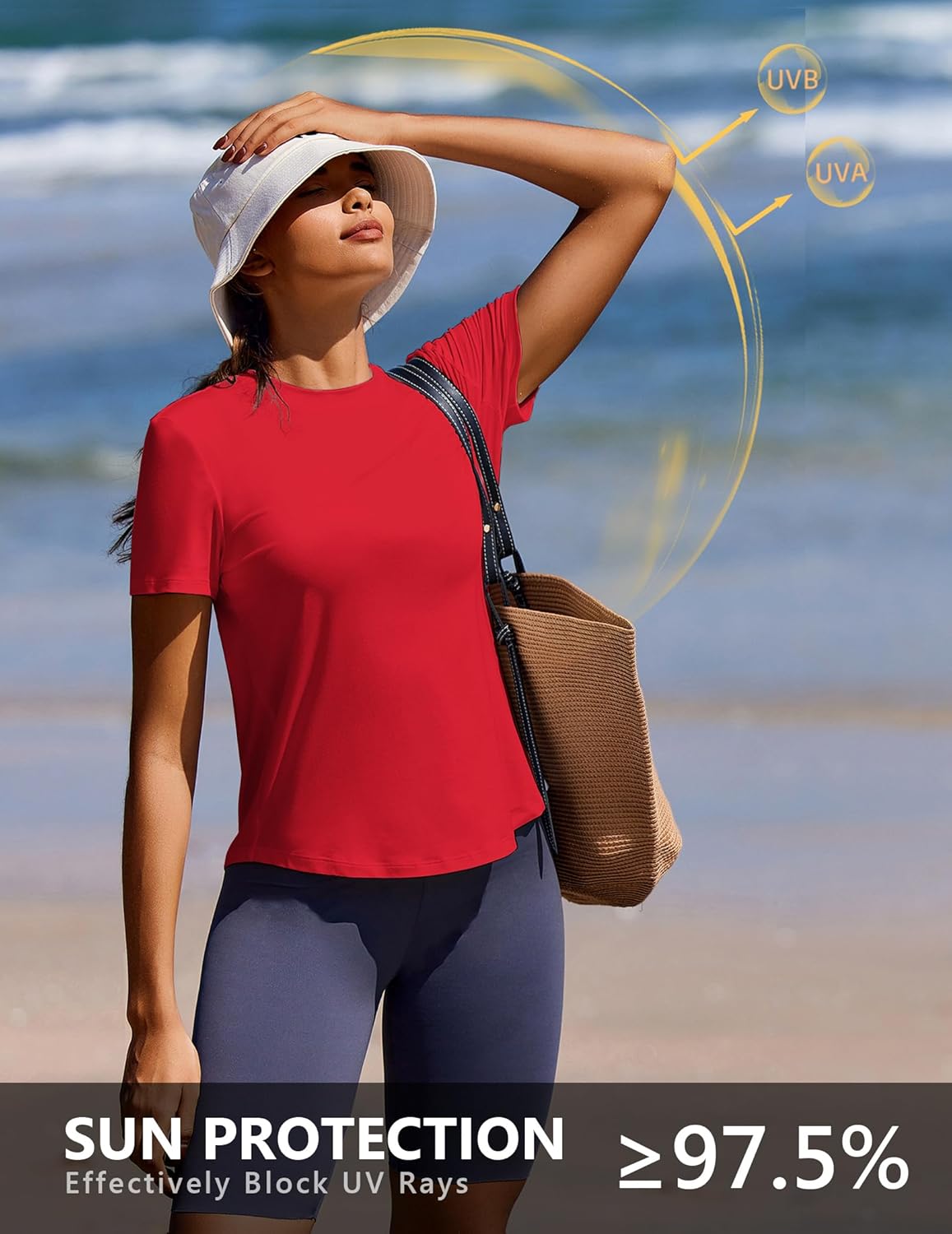 Detalle de PINSPARK Soft Workout Tops for Women UPF 50+ Quick-Dry Sun Protection T-Shirt