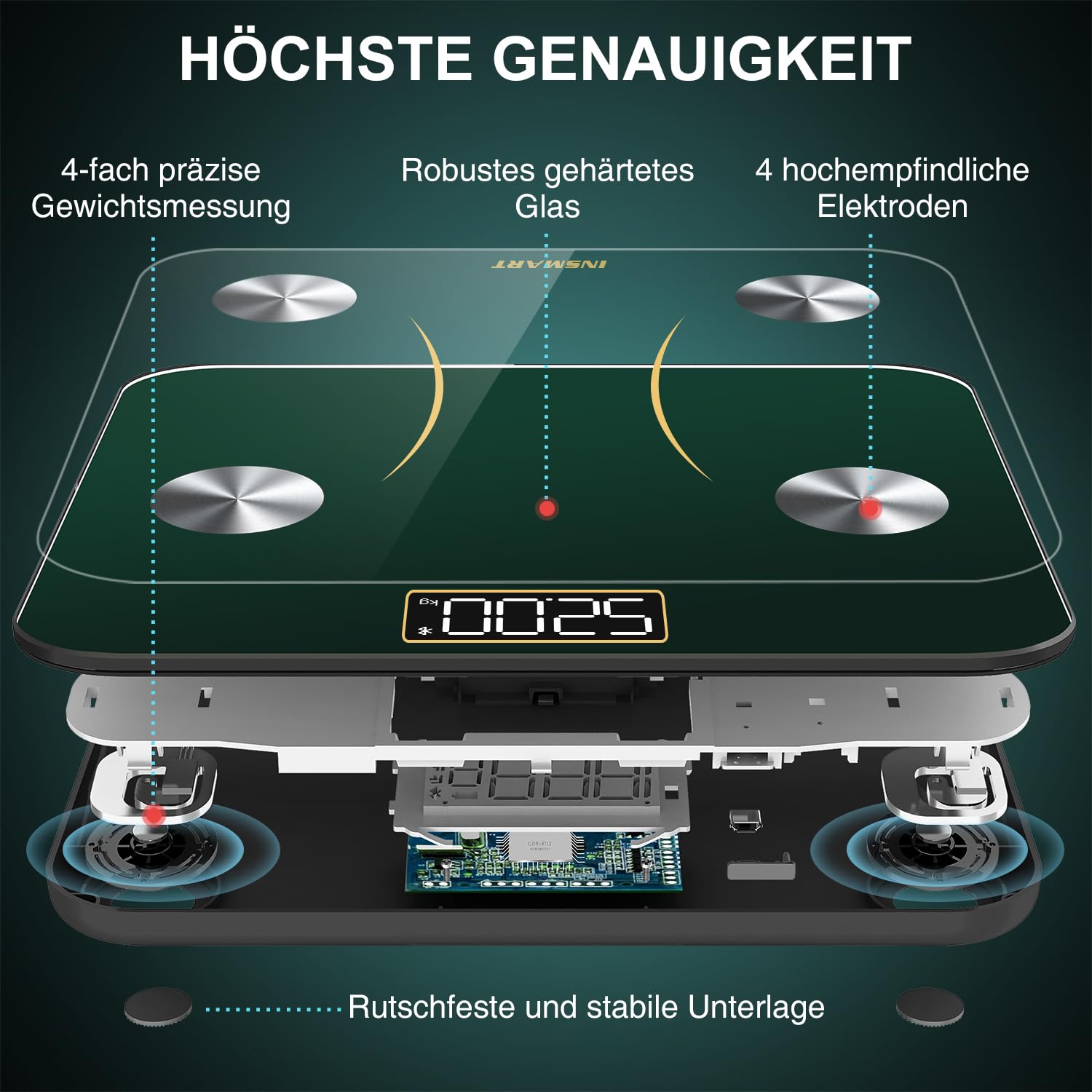 Thumbnail 3 de INSMART Personenwaage Digital – Bluetooth Körperdatenwaage mit umfassender Analyse
