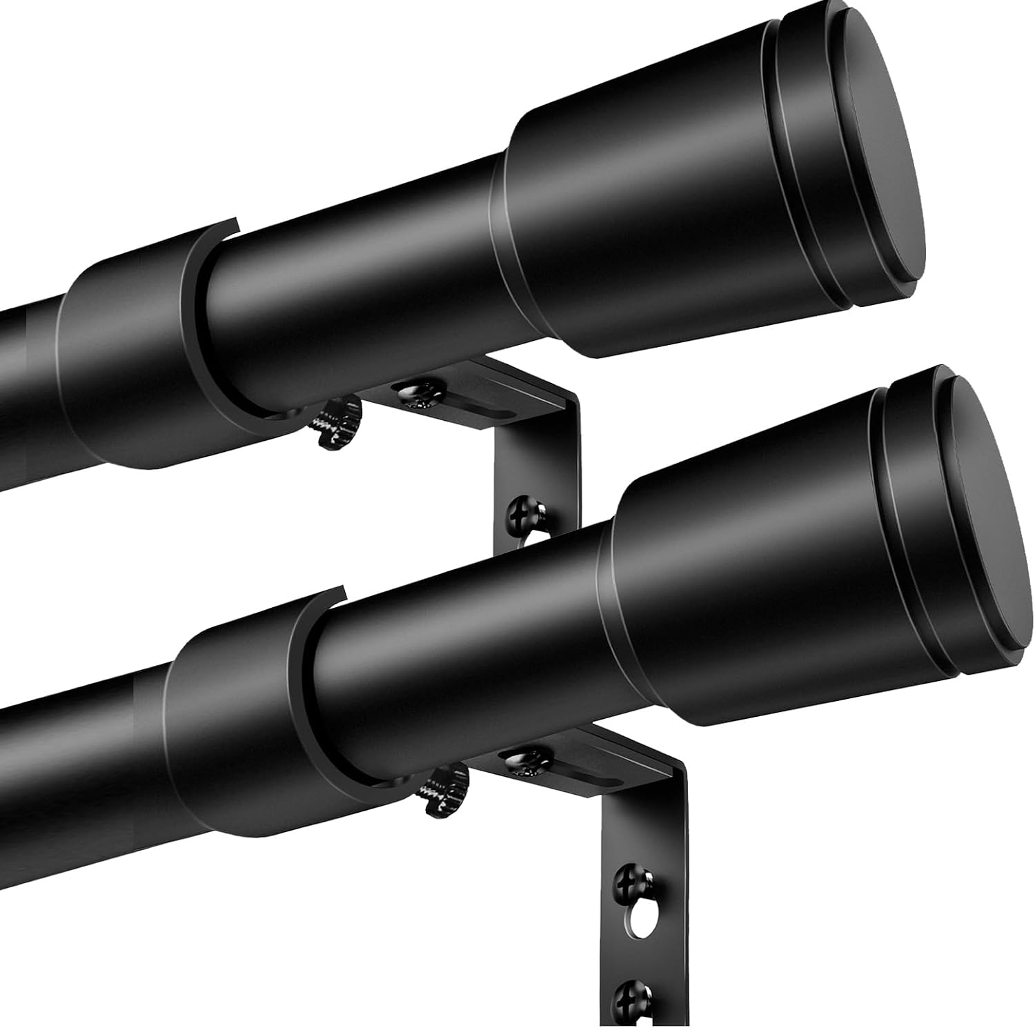 Detalle de Edidonson CR30120Bl2P 2-Pack Curtain Rods, 1-Inch Matte Black, 84–120-Inch