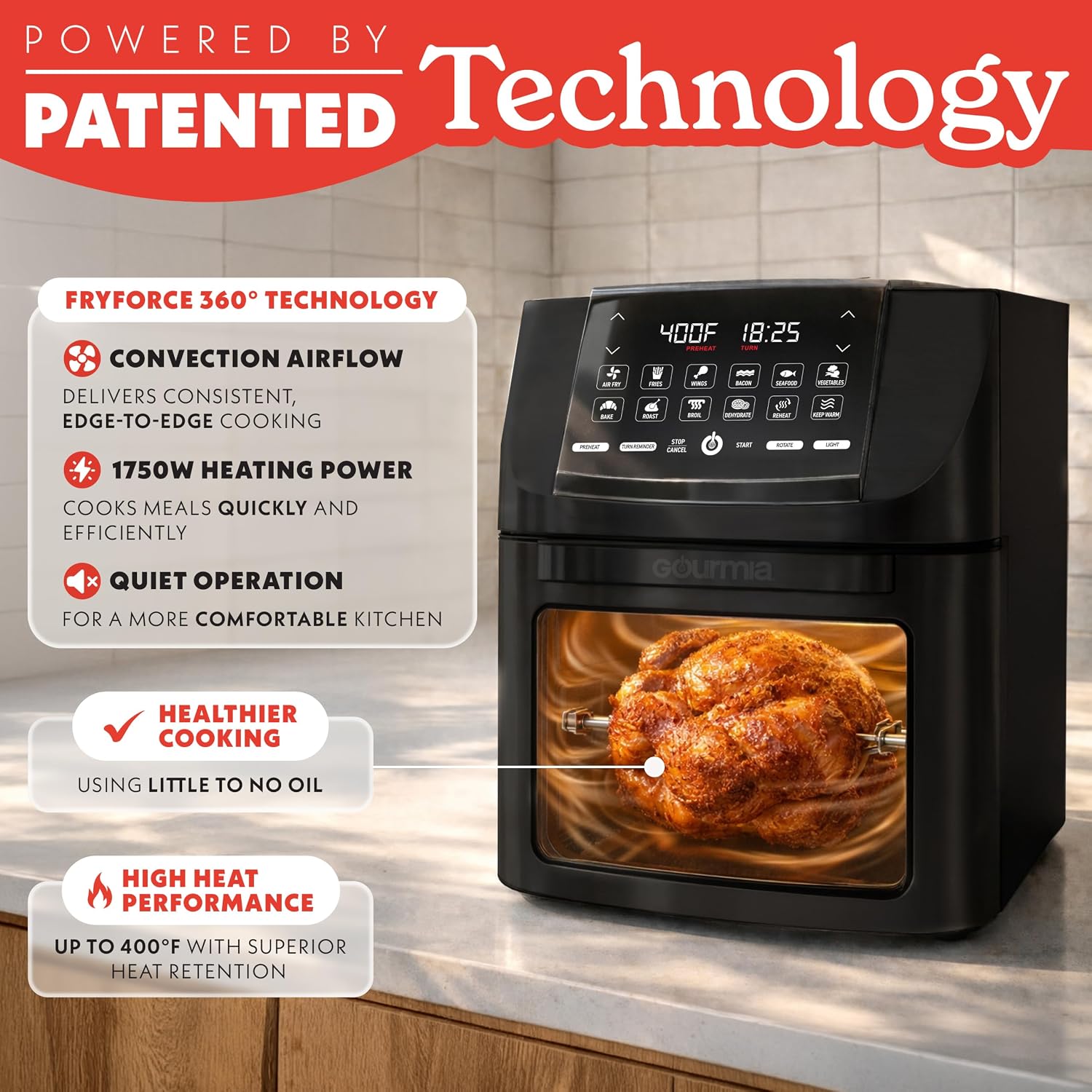 Detalle 2 de Gourmia Air Fryer Oven 14 Qt