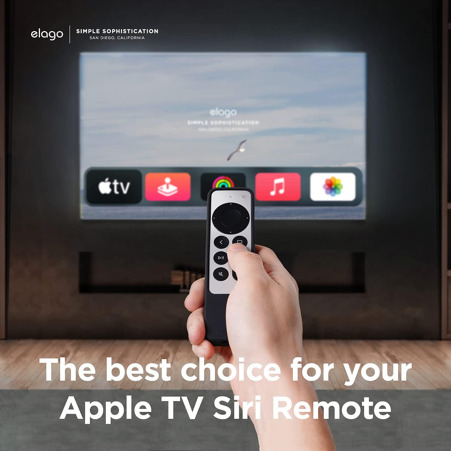 Thumbnail 2 de elago Étui R2 en silicone pour Apple TV 4K Siri Remote (3e gen 2022 & 2e gen 2021) – bleu phosphorescent