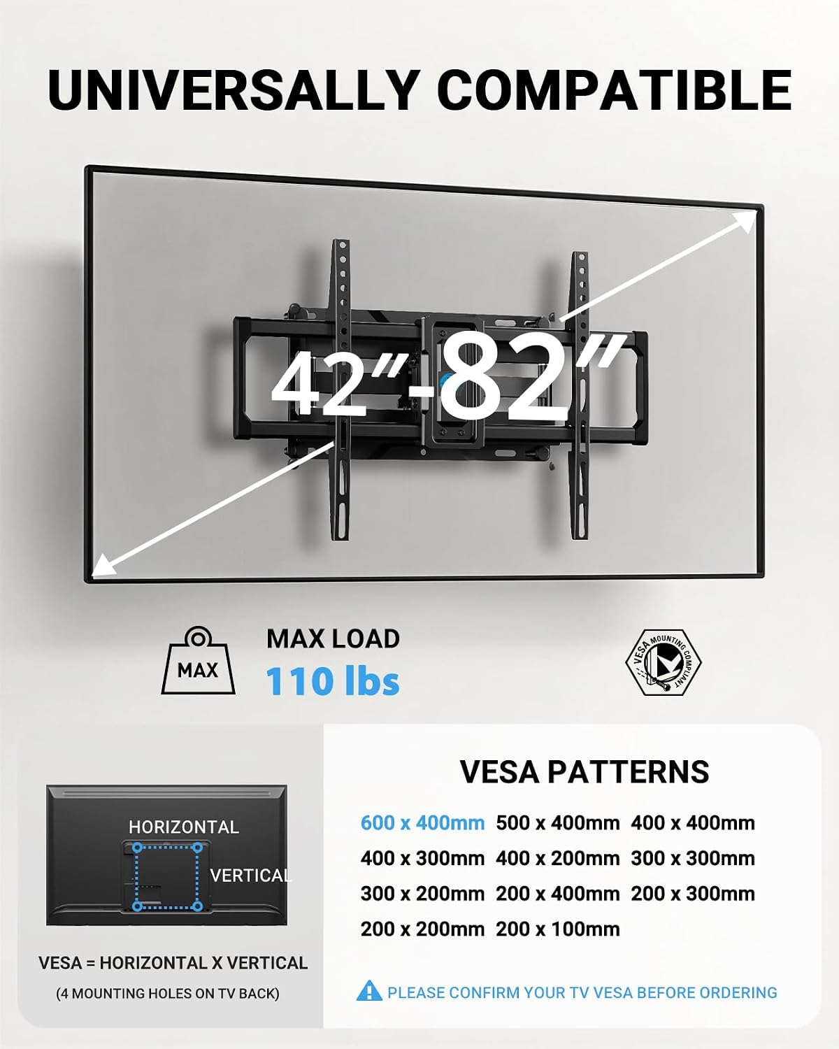 Detalle 2 de Pipishell Full Motion TV Wall Mount 42–85 inch