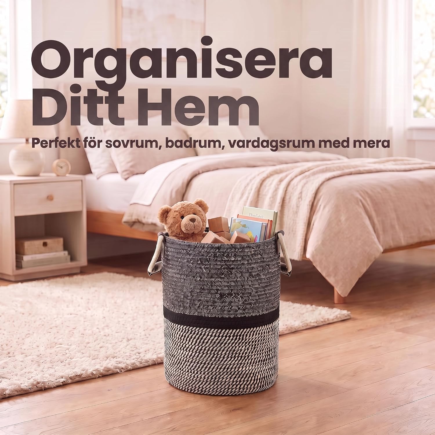 Thumbnail 6 de Feluna® förvaringskorg i raffia, 22 liter, hopfällbar med handtag