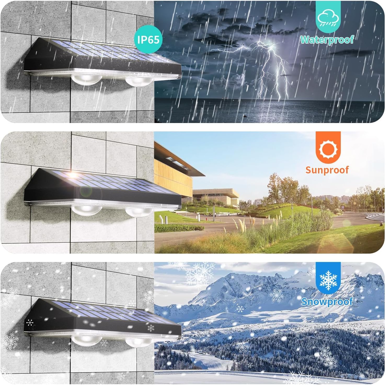 Thumbnail 6 de HAMLITE Solar Fence Lights Outdoor Garden (4-Pack) – RGB LED, 8 Modes, IP65
