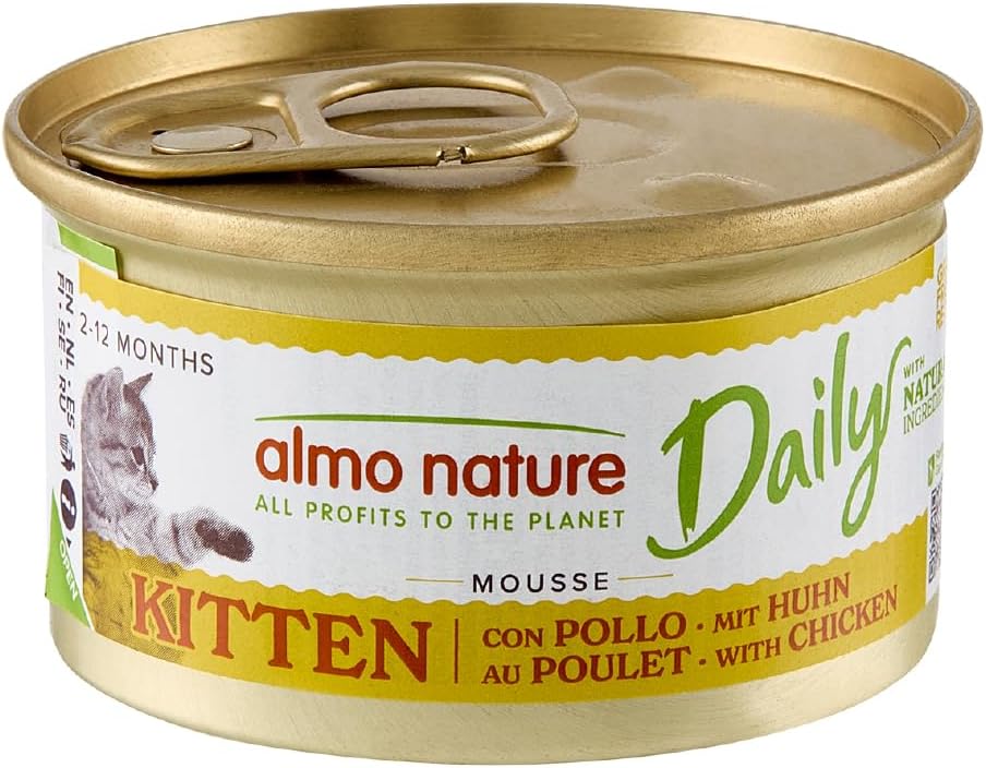 Detalle de almo nature Daily Nassfutter für Kitten: Mousse mit Huhn (85 g) – Packung mit 24