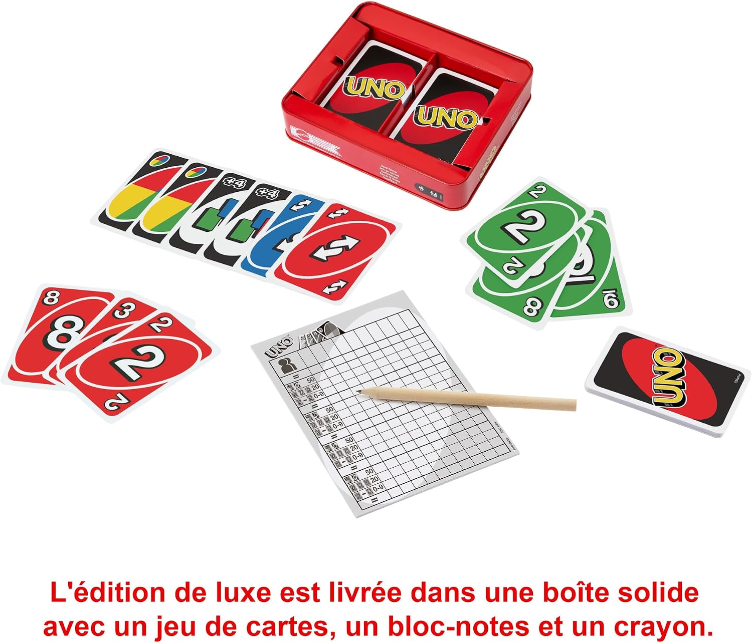 Detalle de Mattel Games UNO Deluxe, jeu de cartes UNO 2-10