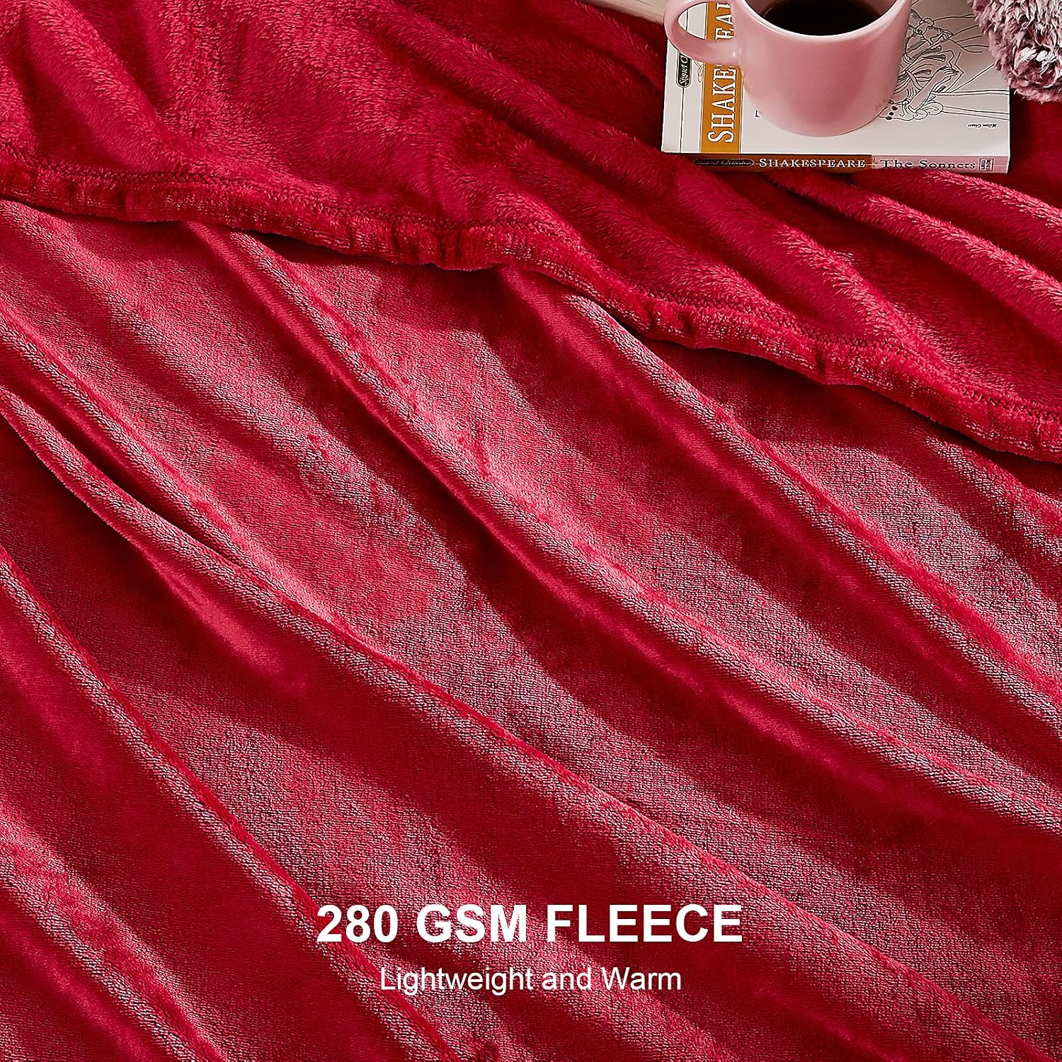 Thumbnail 2 de EHEYCIGA Extra Large Fleece Throw Blanket 270x230cm in Red