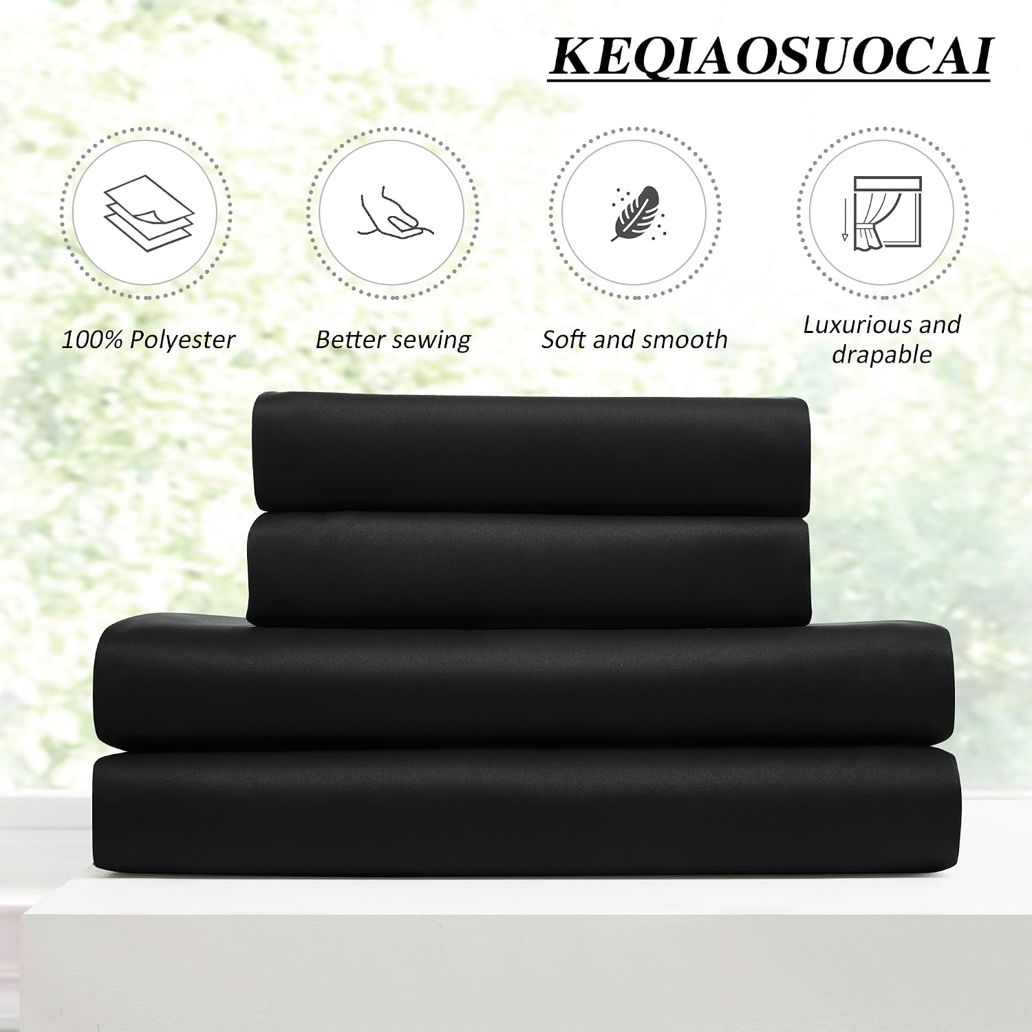 Thumbnail 4 de KEQIAOSUOCAI Black Pinch Pleated Curtains 80ร84 ๐ช