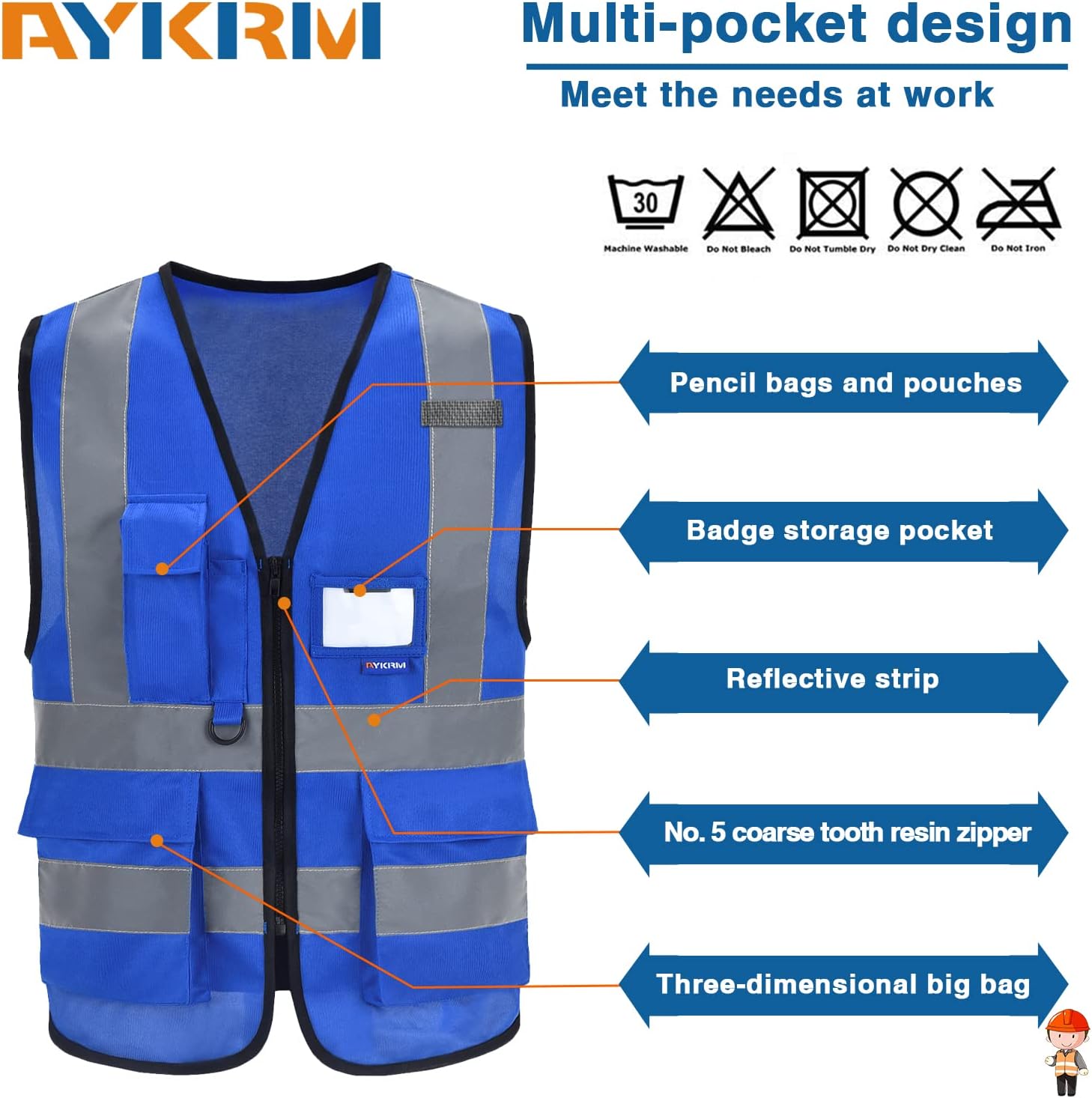 Thumbnail 3 de AYKRM 21 Farben Sicherheitsweste mit Reflektorstreifen – Warnschutzweste für Alltag und Arbeit