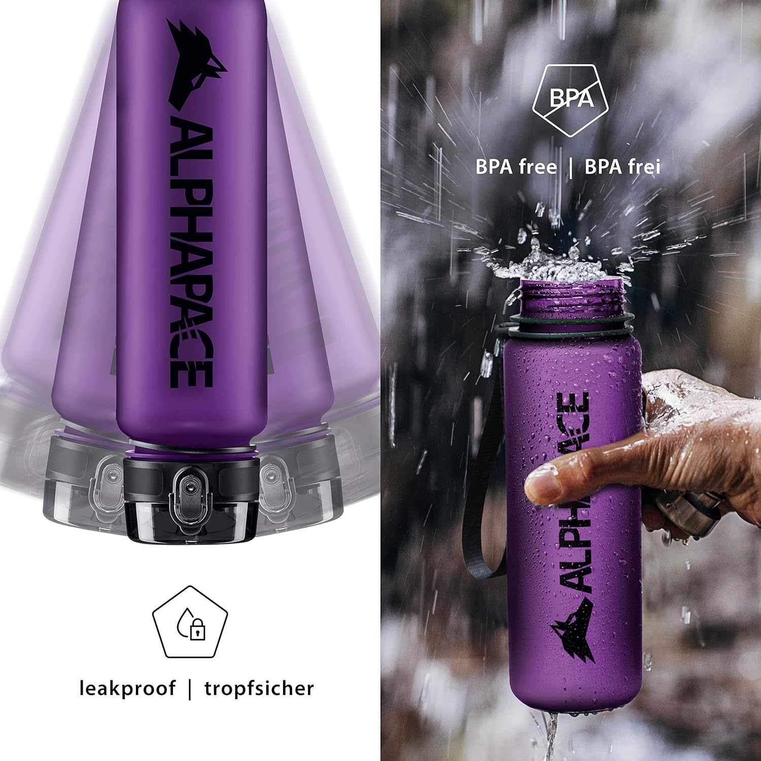Thumbnail 2 de ALPHAPACE Gourde étanche 1000 ml avec insert à fruits – Hydratation sportive sans BPA