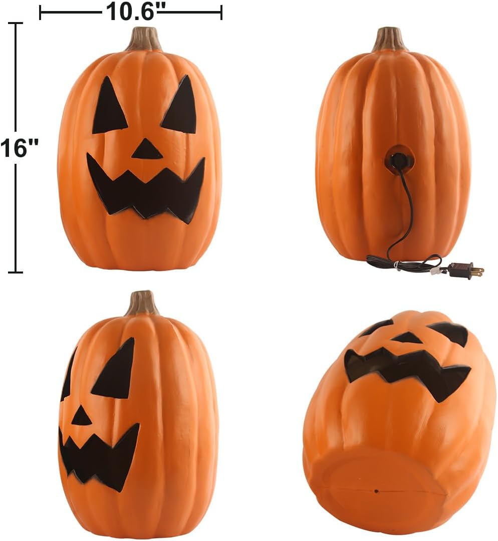 Detalle de DUNCHATY PK-HG 16-Inch Halloween Pumpkin Lantern with Warm White LED