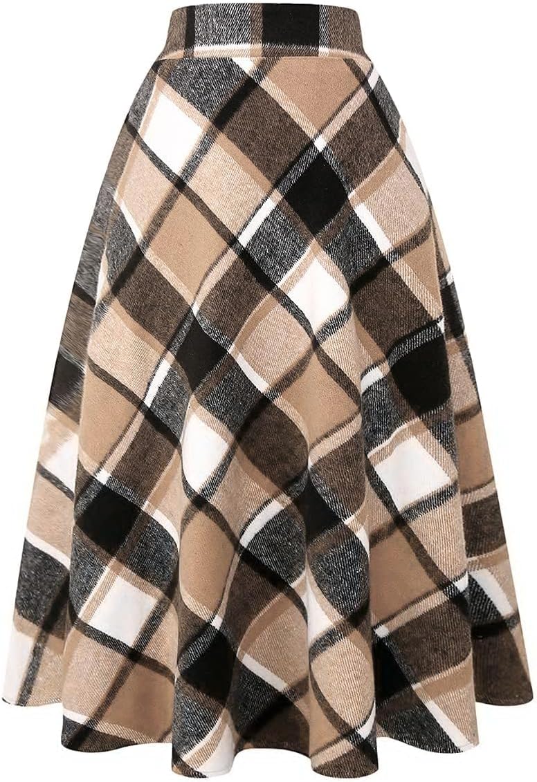 Detalle 2 de IDEALSANXUN Women's Plaid Wool Skirt