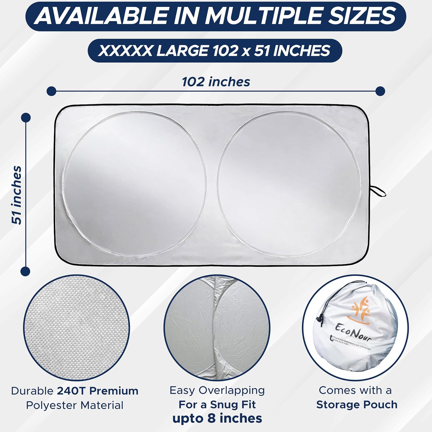 Detalle 2 de EcoNour RV windshield sunshade 240T nylon