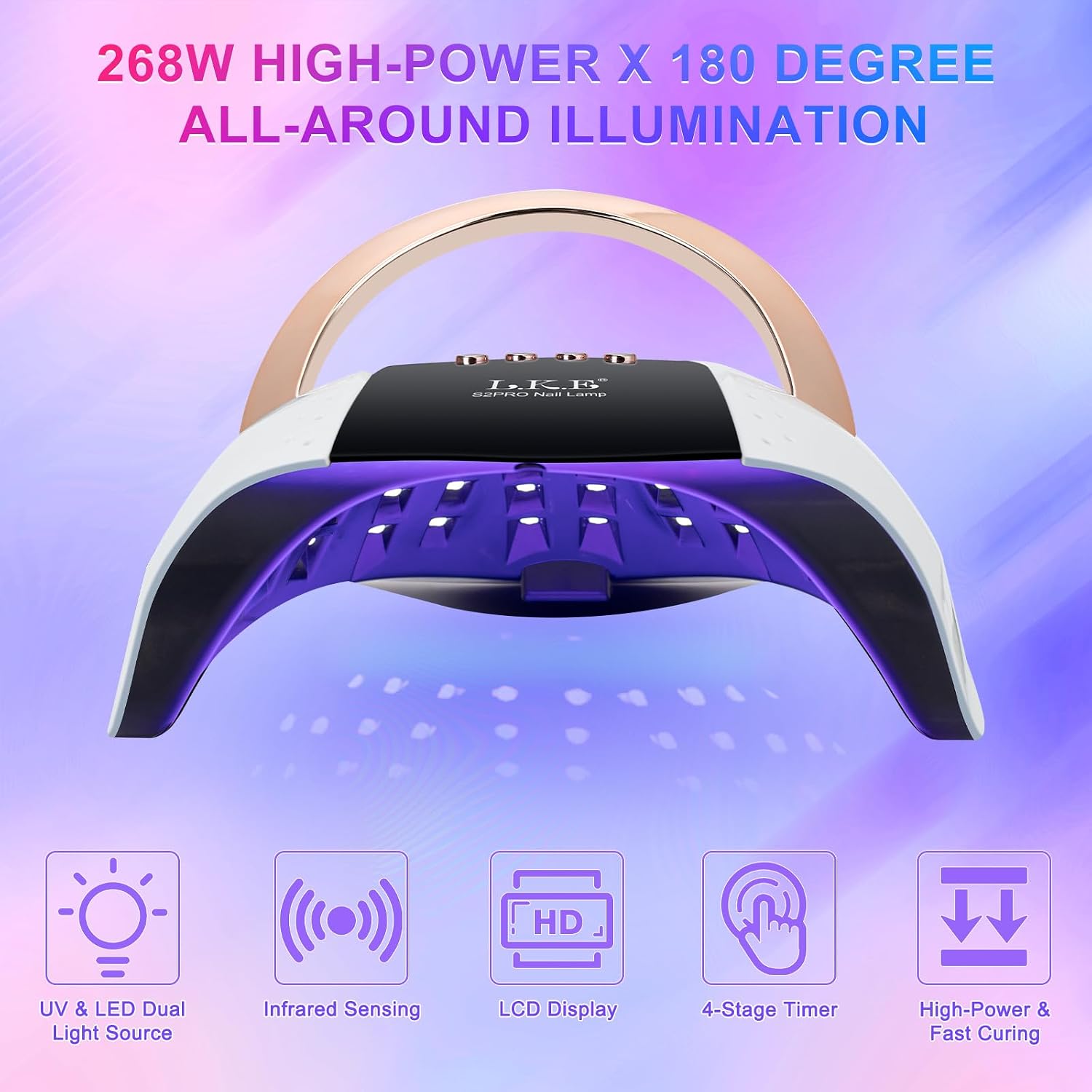 Detalle 2 de UV Lampe für Gelnägel, 268W – 57 LEDs, 4 Timer, LCD-Display und Infrarotsensor