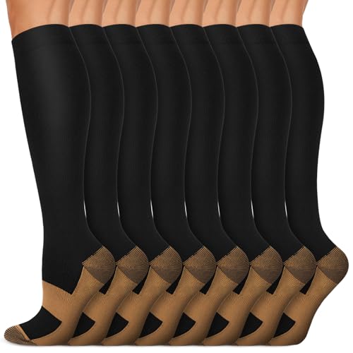 Detalle de Iseasoo Copper Compression Socks 15-20 mmHg (8 Pairs) – For Men & Women