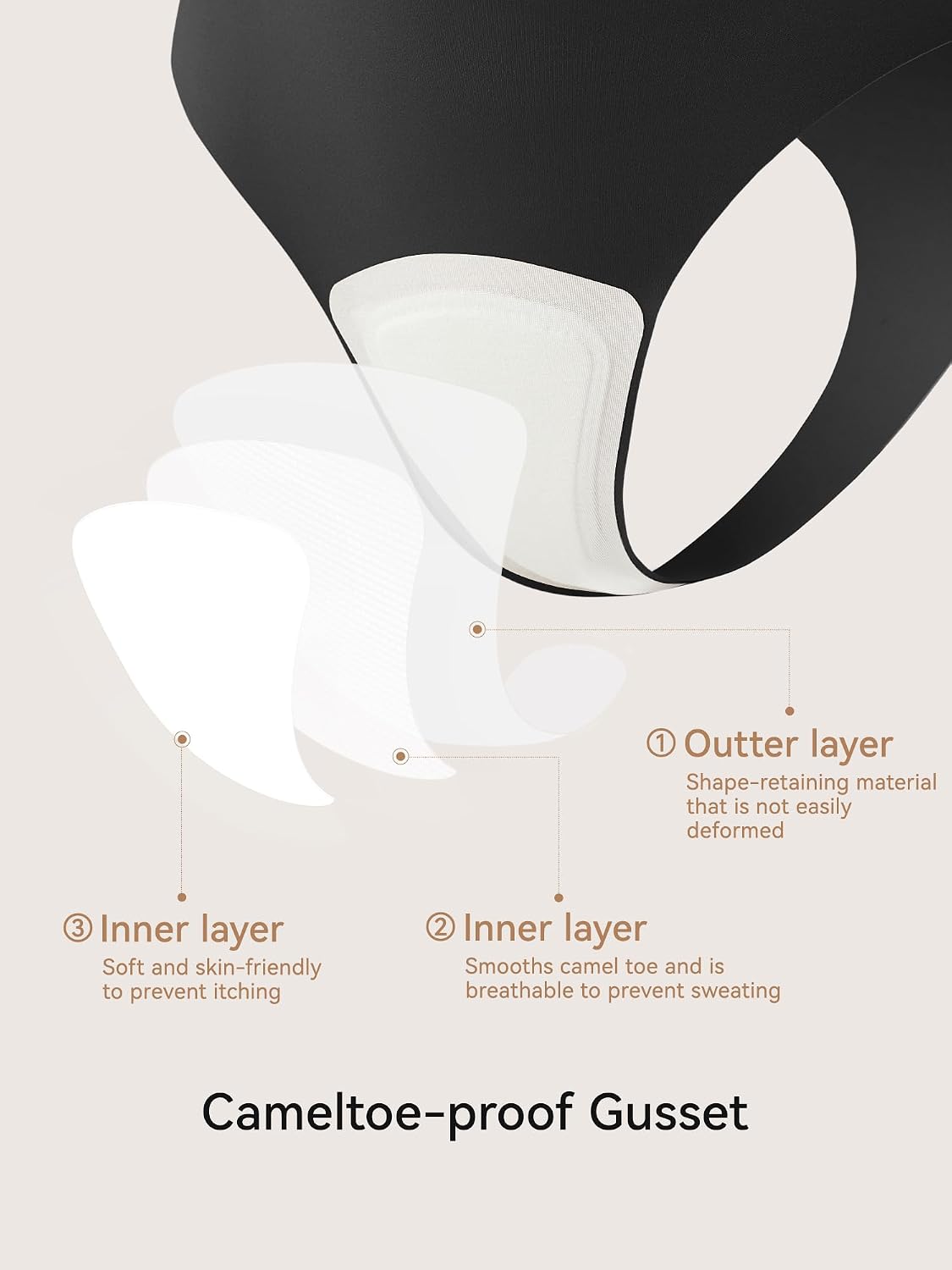 Detalle de LUCKMEEY Seamless Thongs for Women with Sewn-In Cover Pad