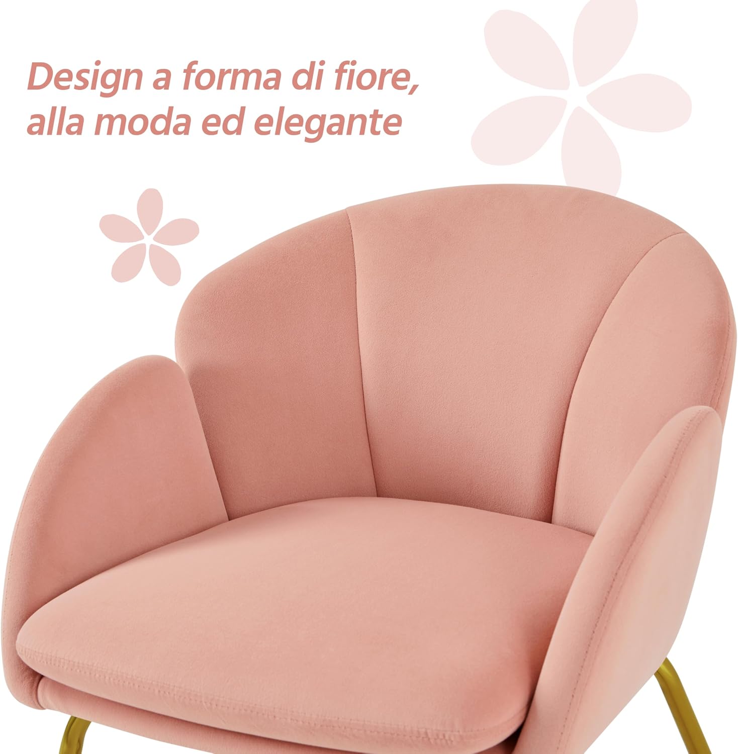 Thumbnail 6 de Yaheetech poltroncina imbottita in velluto rosa per camera da letto e salotto, schienale circolare e braccioli