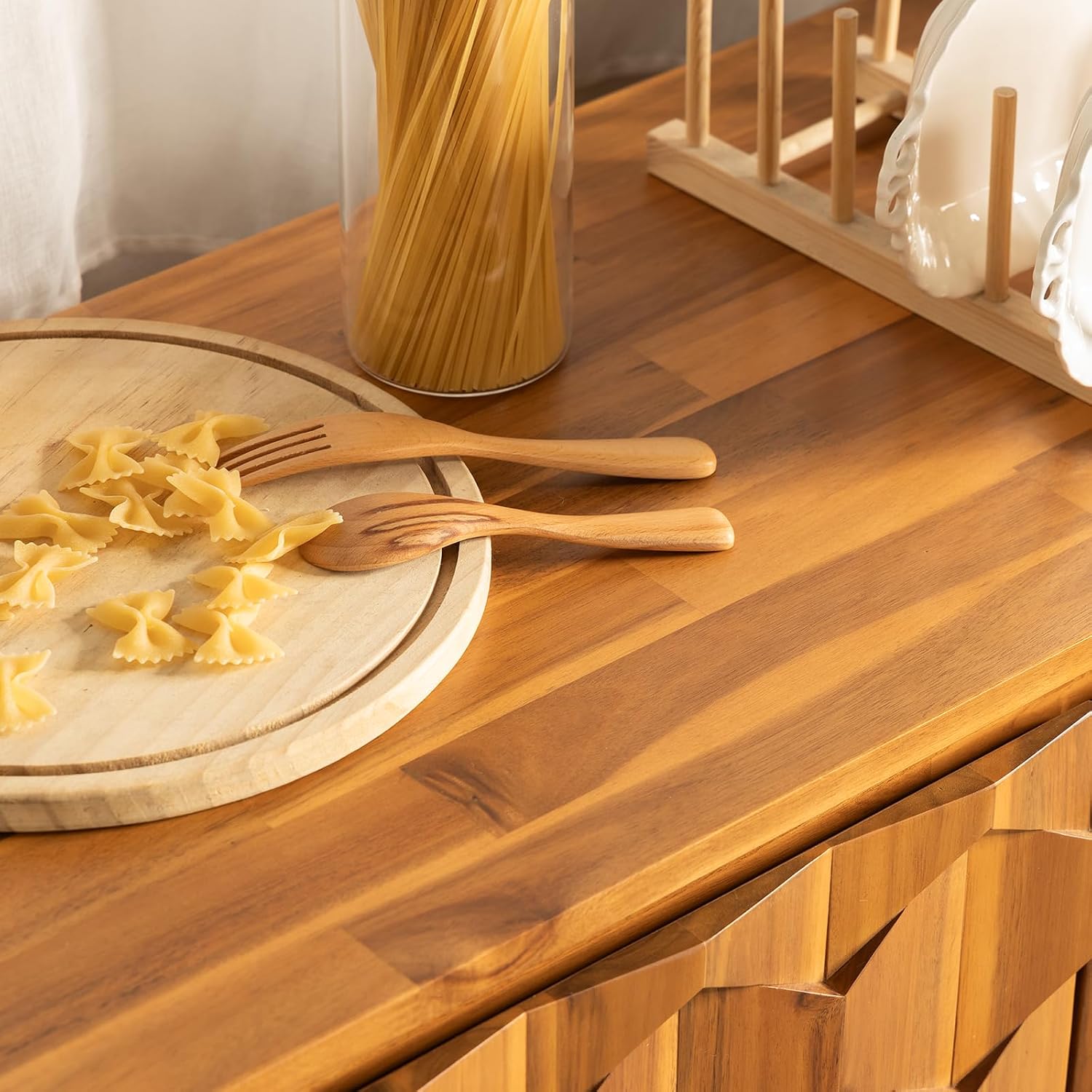 Detalle de Bme Georgina 3YBL Sideboard, Solid Acacia, 2 Doors & 3 Drawers, Teak Brown