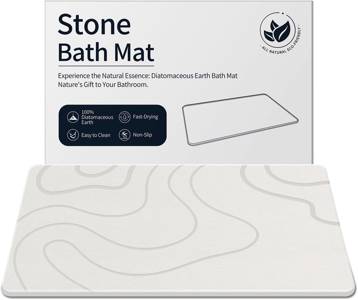 Detalle de ZIKIBL Stone Bath Mat, Diatomaceous Earth