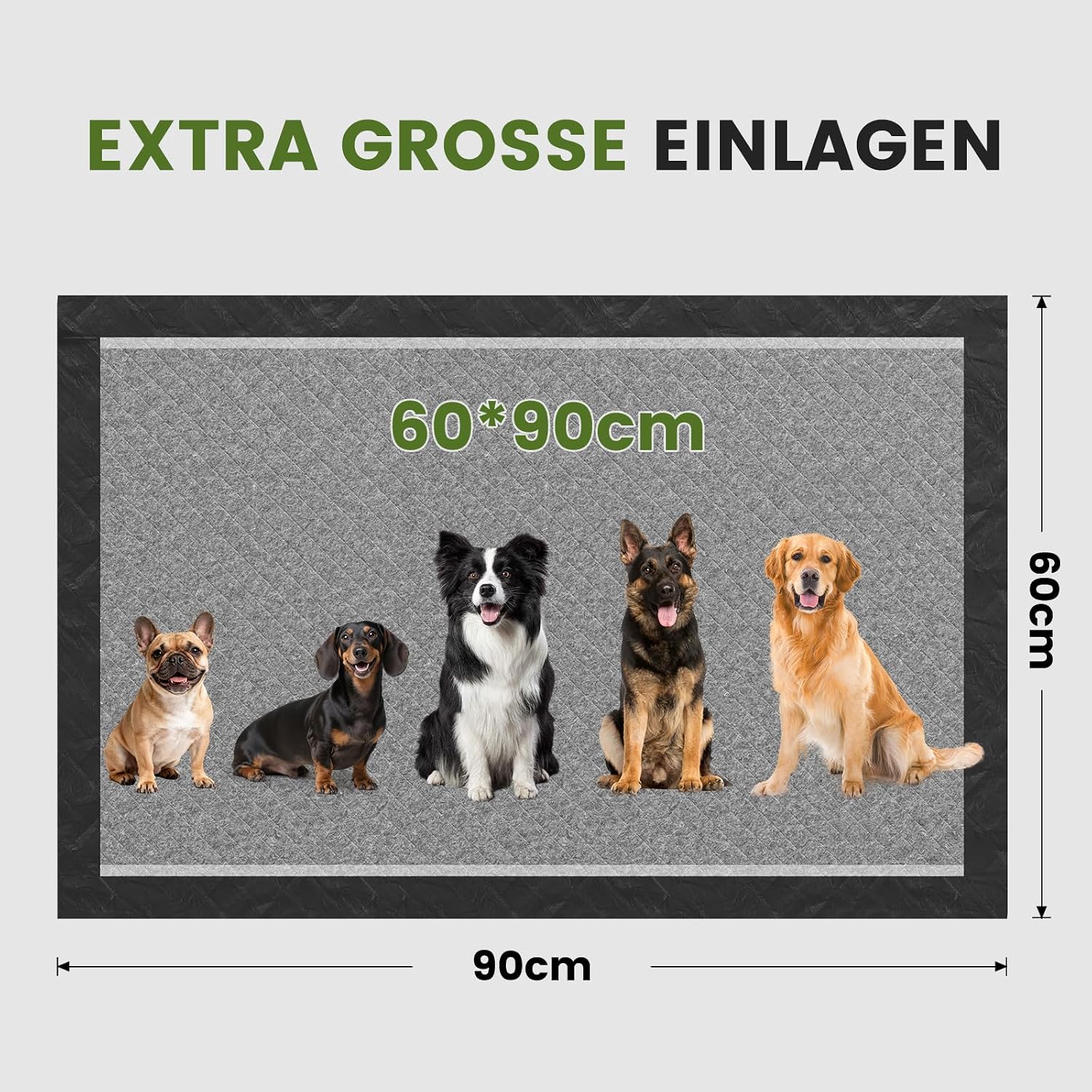 Detalle de Gardner Pet Welpenunterlagen 60x90cm – 30er Pack, 6‑lagig mit Kohlenstoff für Geruchskontrolle