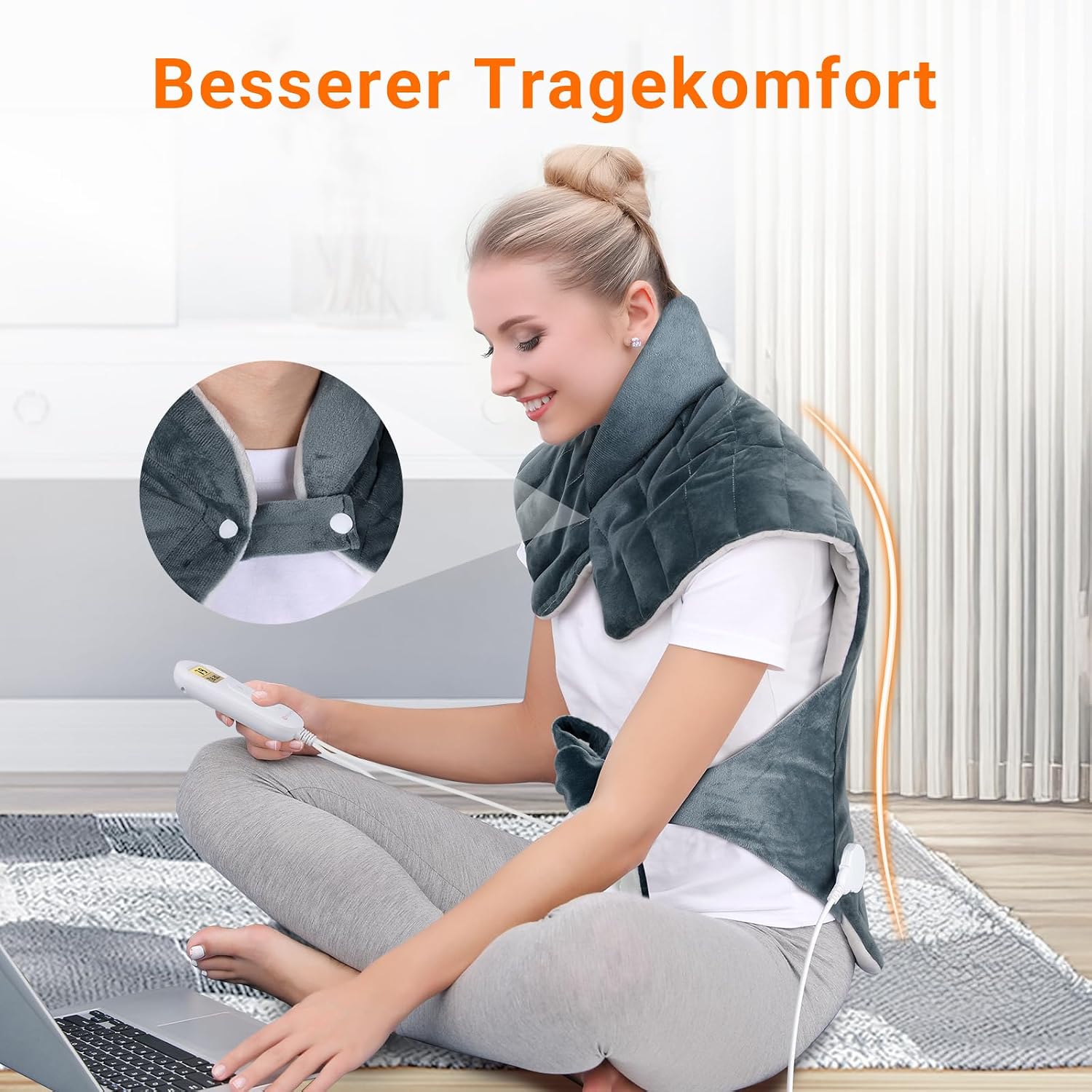 Detalle 2 de Comfytemp gewichtetes Heizkissen für Rücken, Schulter & Nacken mit 9 Wärmestufen und Abschaltautomatik